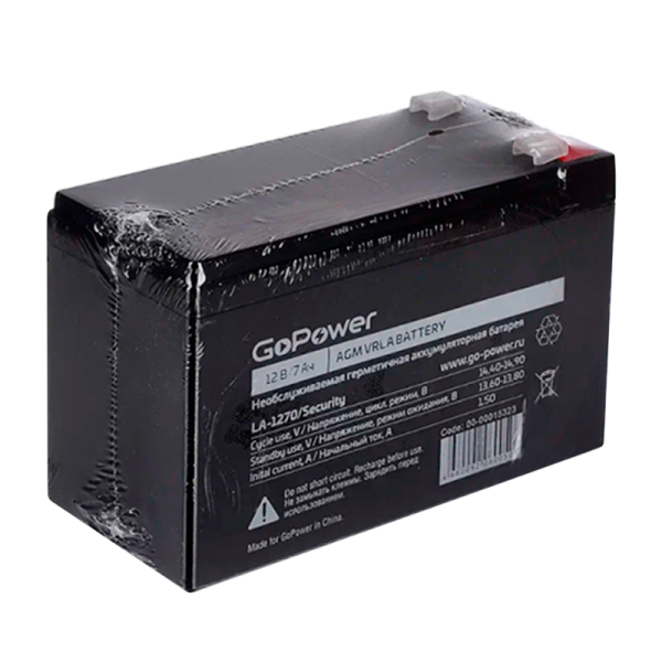 Аккумулятор свинцово-кислотный GoPower LA-1270/security 12V 7Ah клеммы T1/ F1 (1/5)