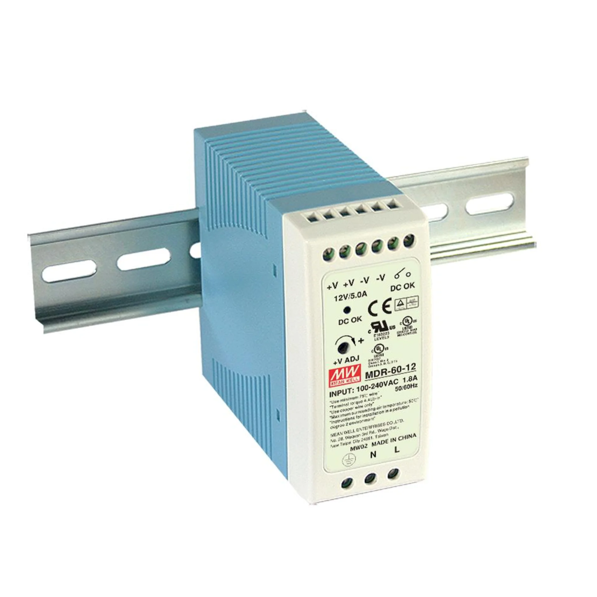 MDR-60-24 Компактный блок питания на DIN-рейку, 24В, 2,5А, 60Вт Mean Well
