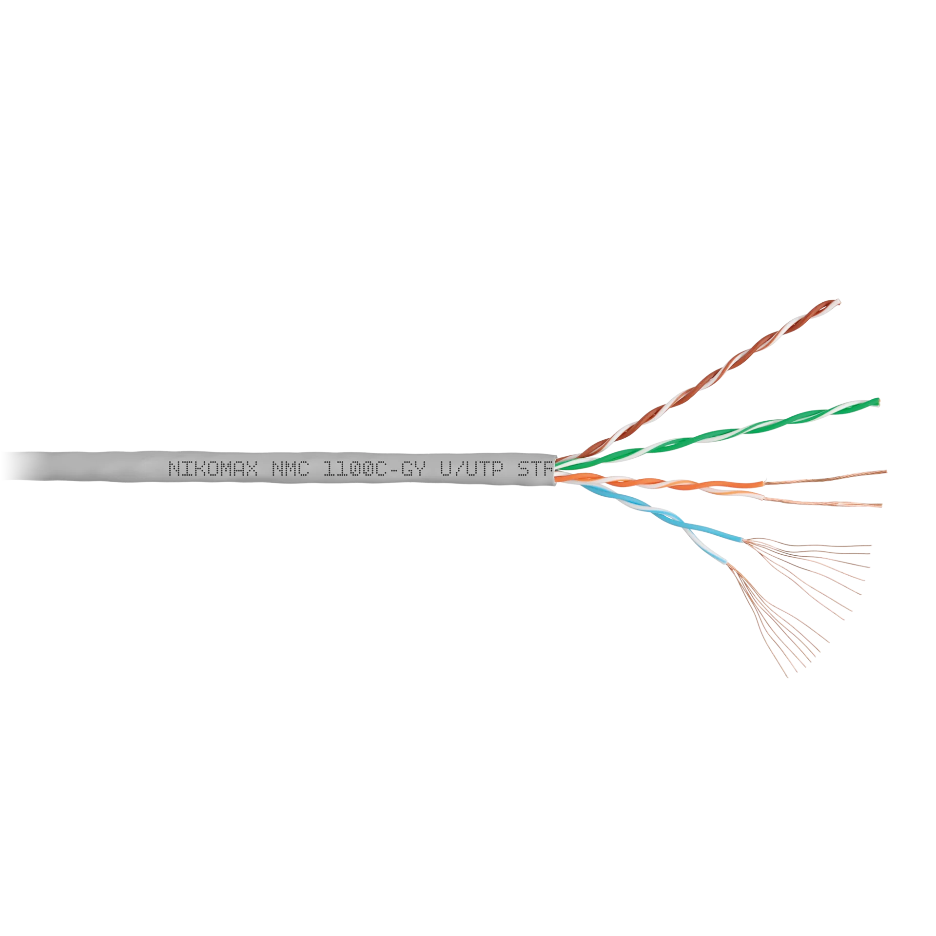 Кабель NIKOMAX U/UTP 4 пары, Кат.5e (Класс D), 100МГц, многожильный, BC (чистая медь), 24AWG (7х0,2мм), полимерный материал нг(A)-HF, внутренний, серы