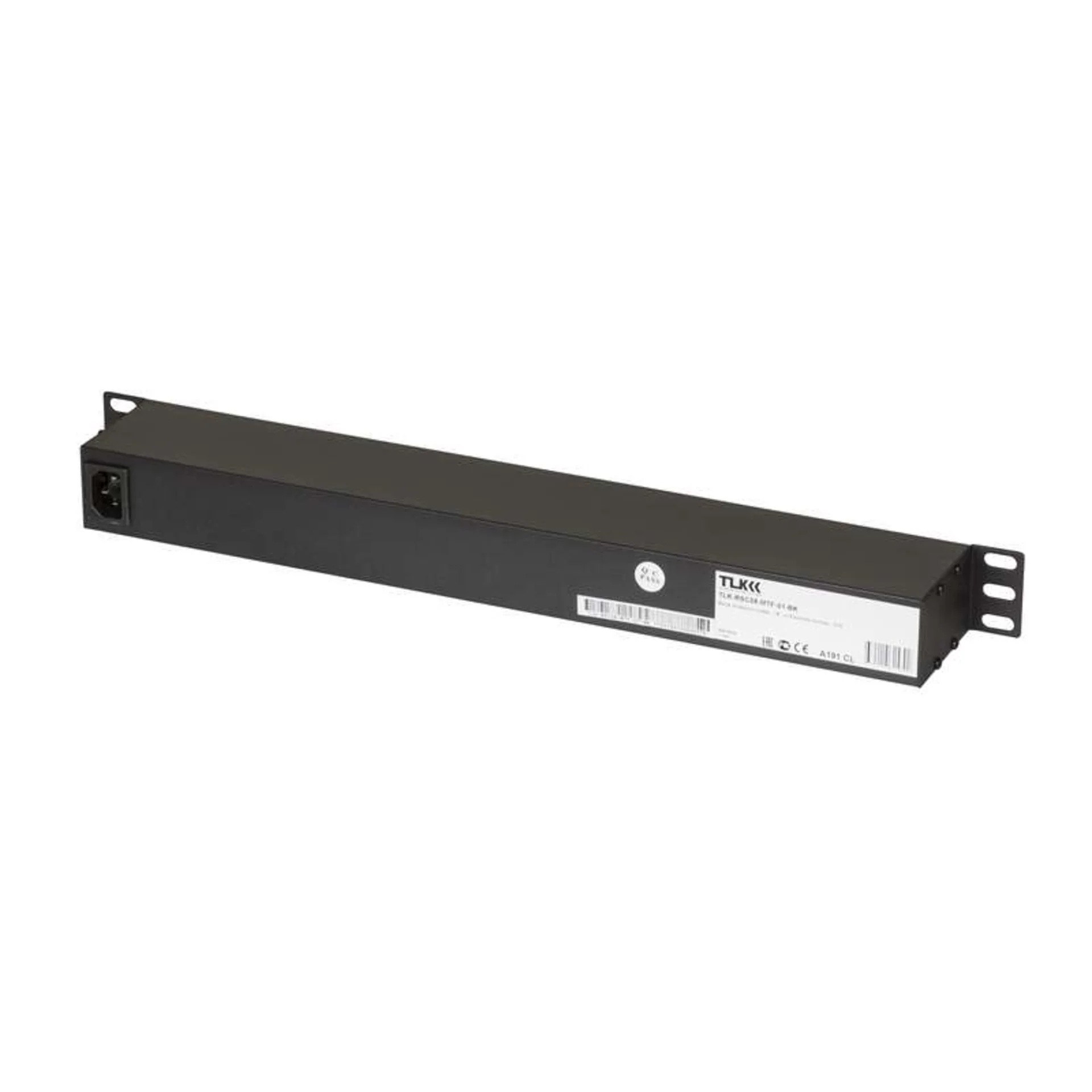 Блок электрических розеток TLK, 19", 8 гнезд евророзетка, макс. нагрузка 10 А, без шнура питания, вход С14 + предохранитель 10 А