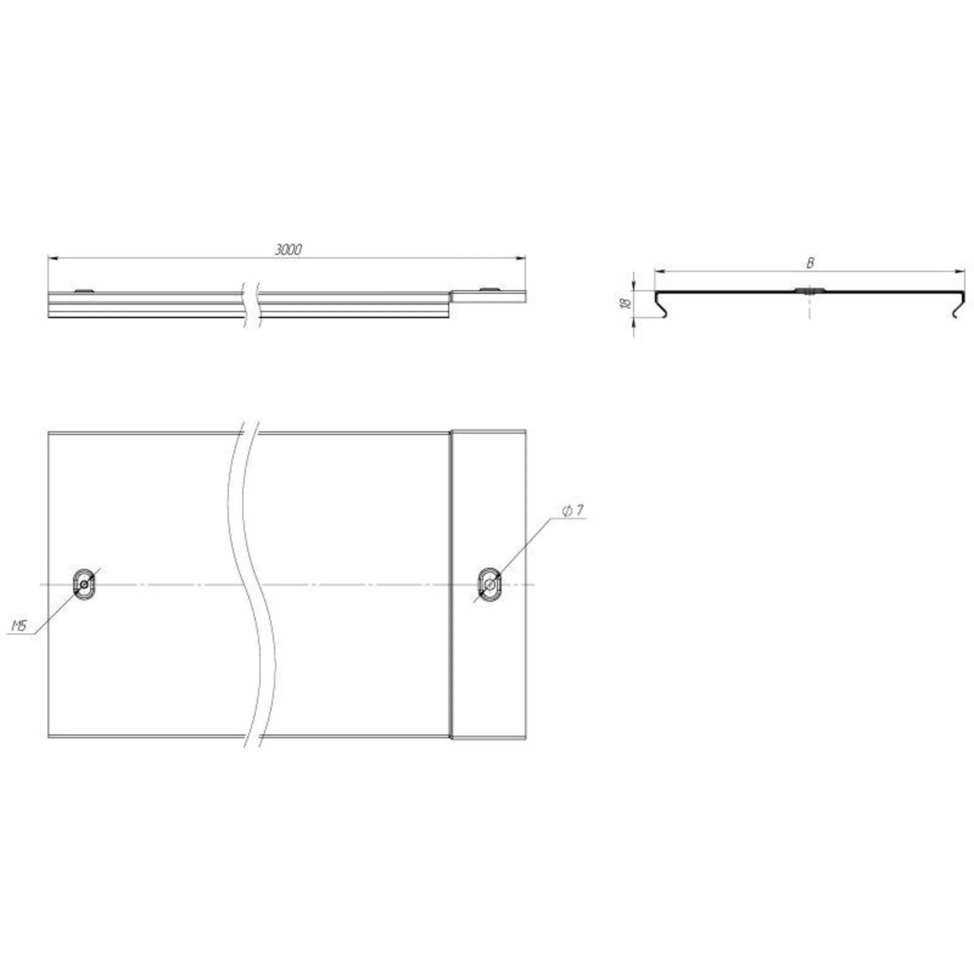 Крышка для лотка осн.100 L3000 сталь 0.6мм оцинк. EKF k10010