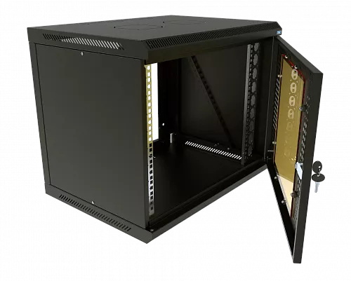 Шкаф телекоммуникационный настенный разборный МИКсистем 19" Basis 9U 600*350 дверь перфорация+стекло
