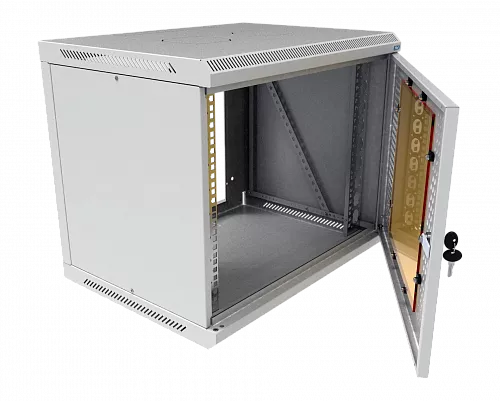 Шкаф телекоммуникационный настенный разборный МИКсистем 19" Basis 9U 600*600 дверь перфорация+стекло