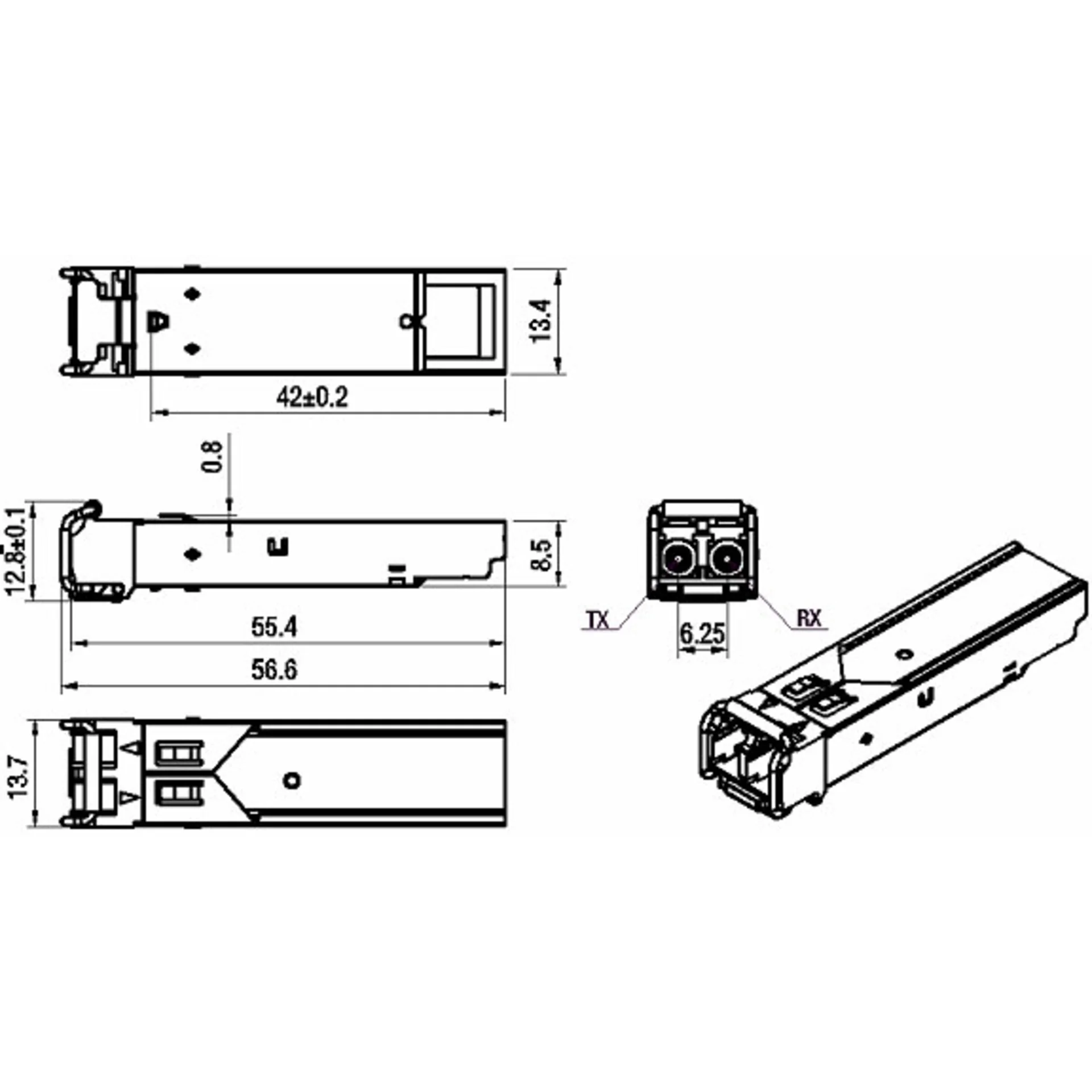 Модуль SFP+ CWDM оптический, дальность до 10км (10dB), 1530нм