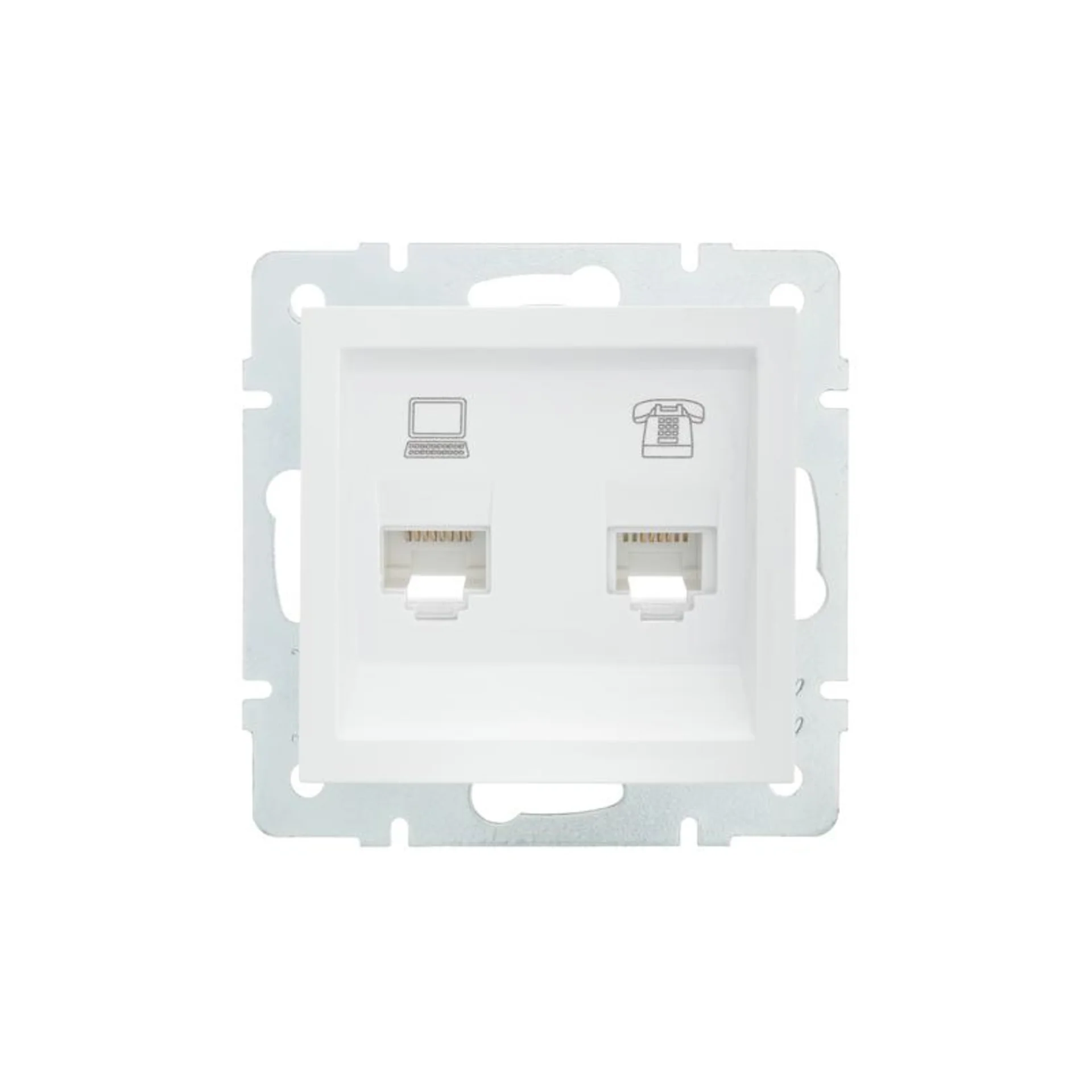 Розетка компьютерная + телефонная 1-м СП Vesna механизм бел. LEZARD 742-0288-143