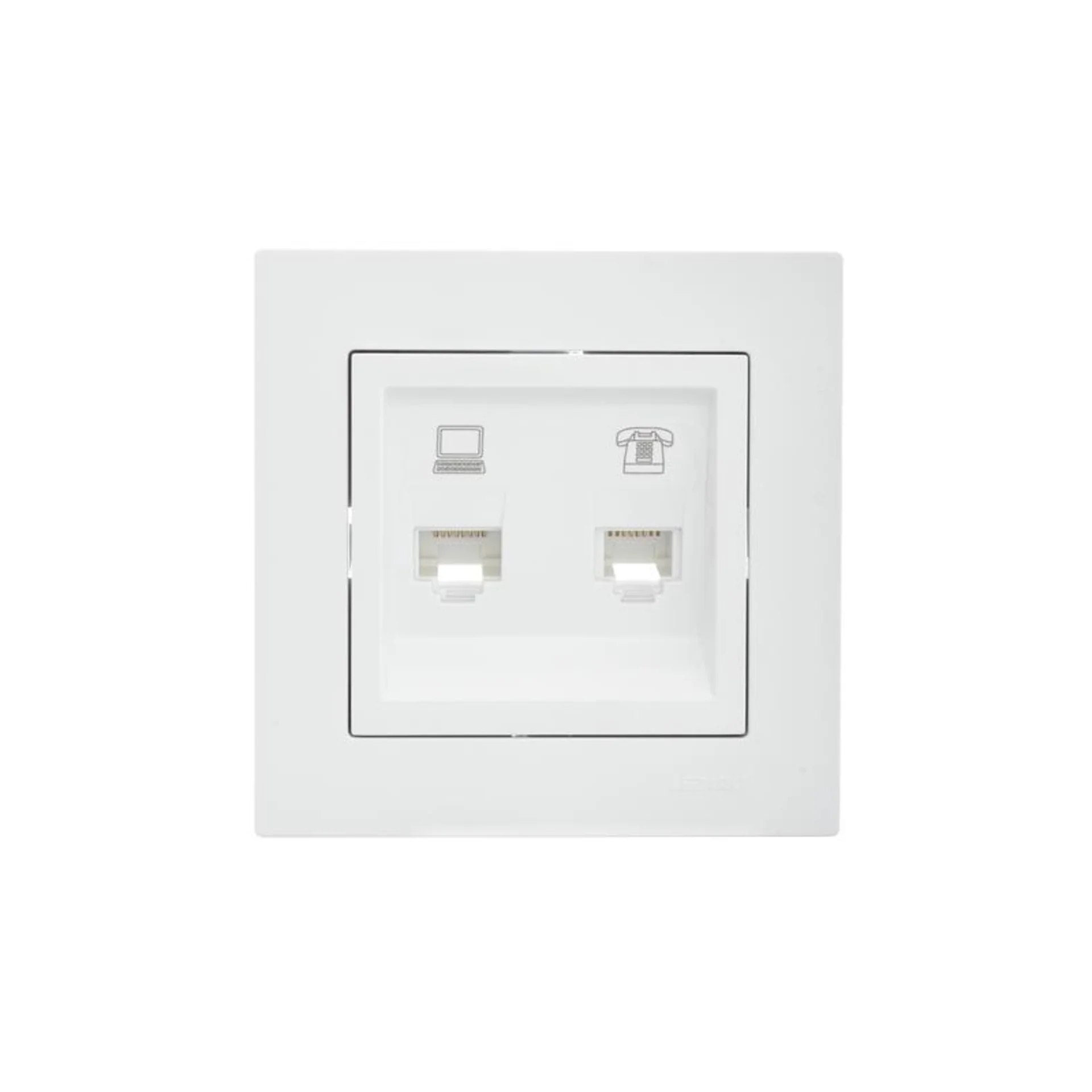 Розетка компьютерная + телефонная 1-м СП Vesna механизм бел. LEZARD 742-0288-143