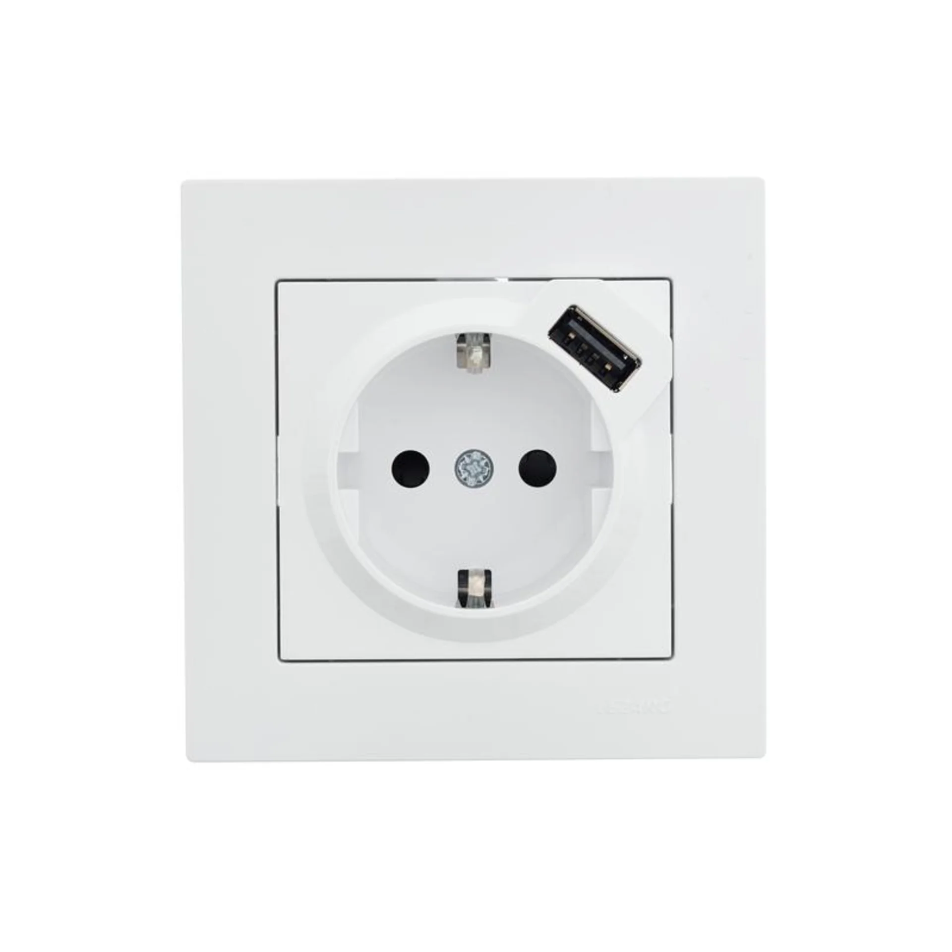 Розетка 1-м СП Vesna с заземл. с заряд. устройством USB механизм бел. LEZARD 742-0288-181