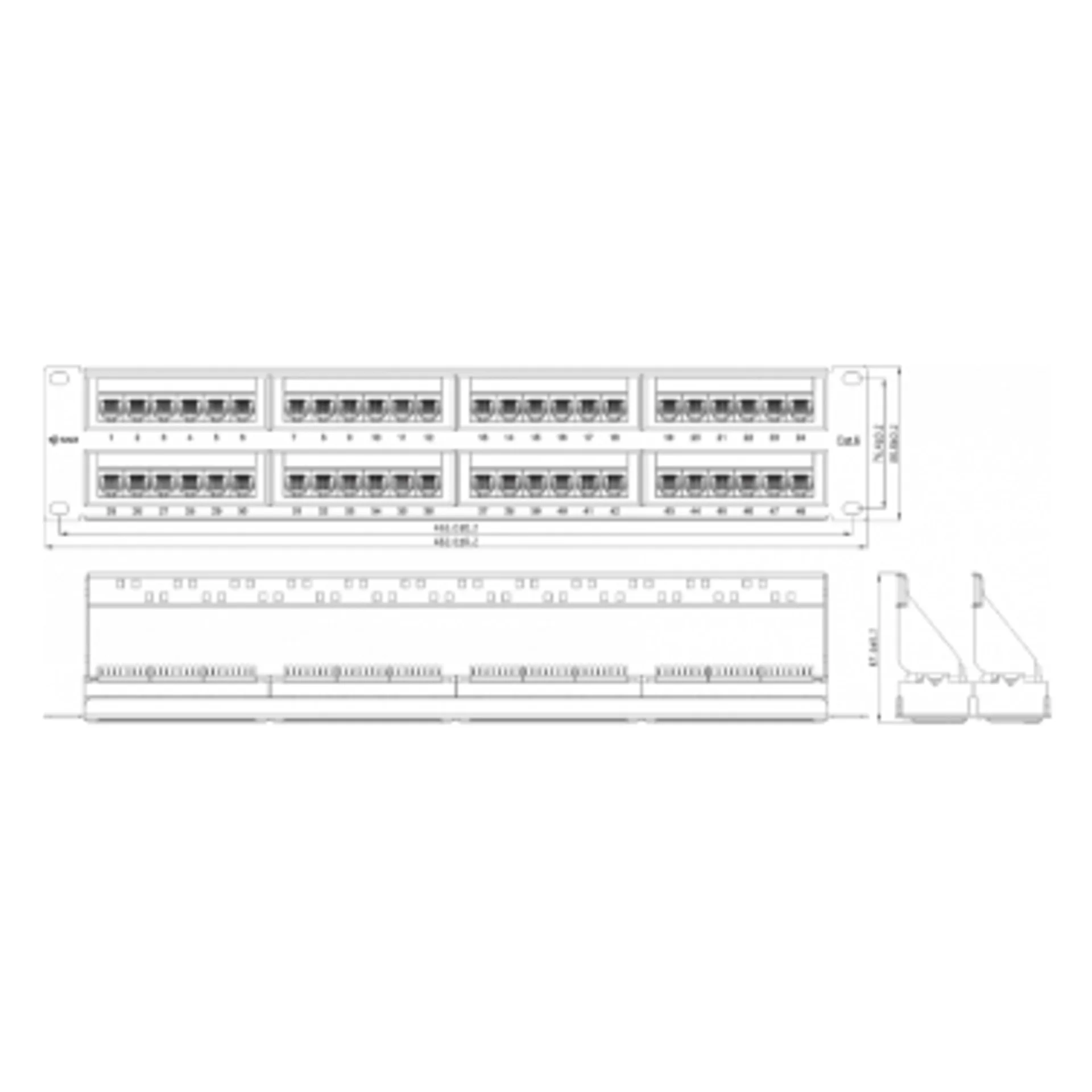 Коммутационная панель SNR, 19" неэкранированная, 2U, 48 портов, cat.6, горизонтальная заделка