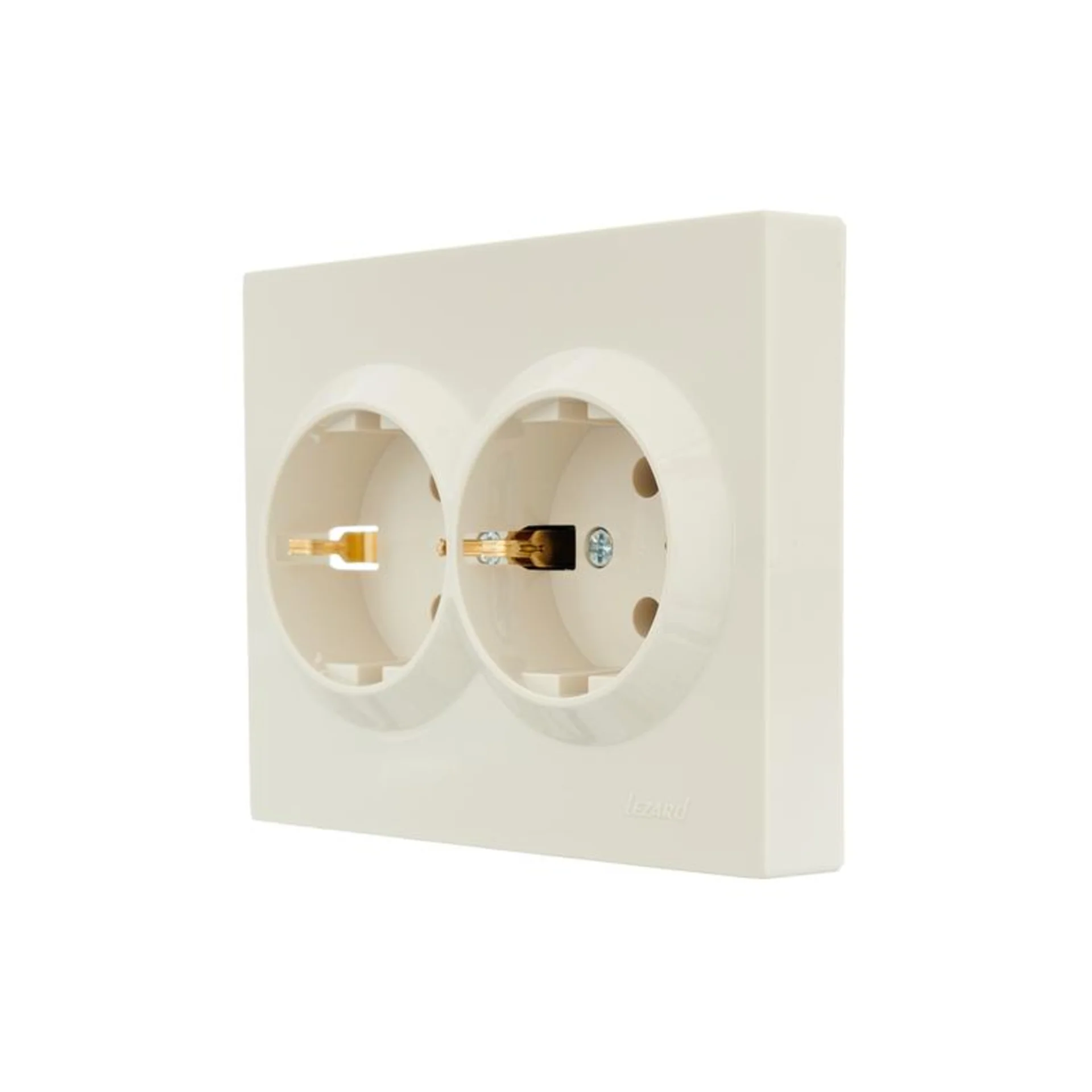 Розетка 2-м СП VESNA с заземл. ПБТ кремов. LEZARD 742-0300-127B