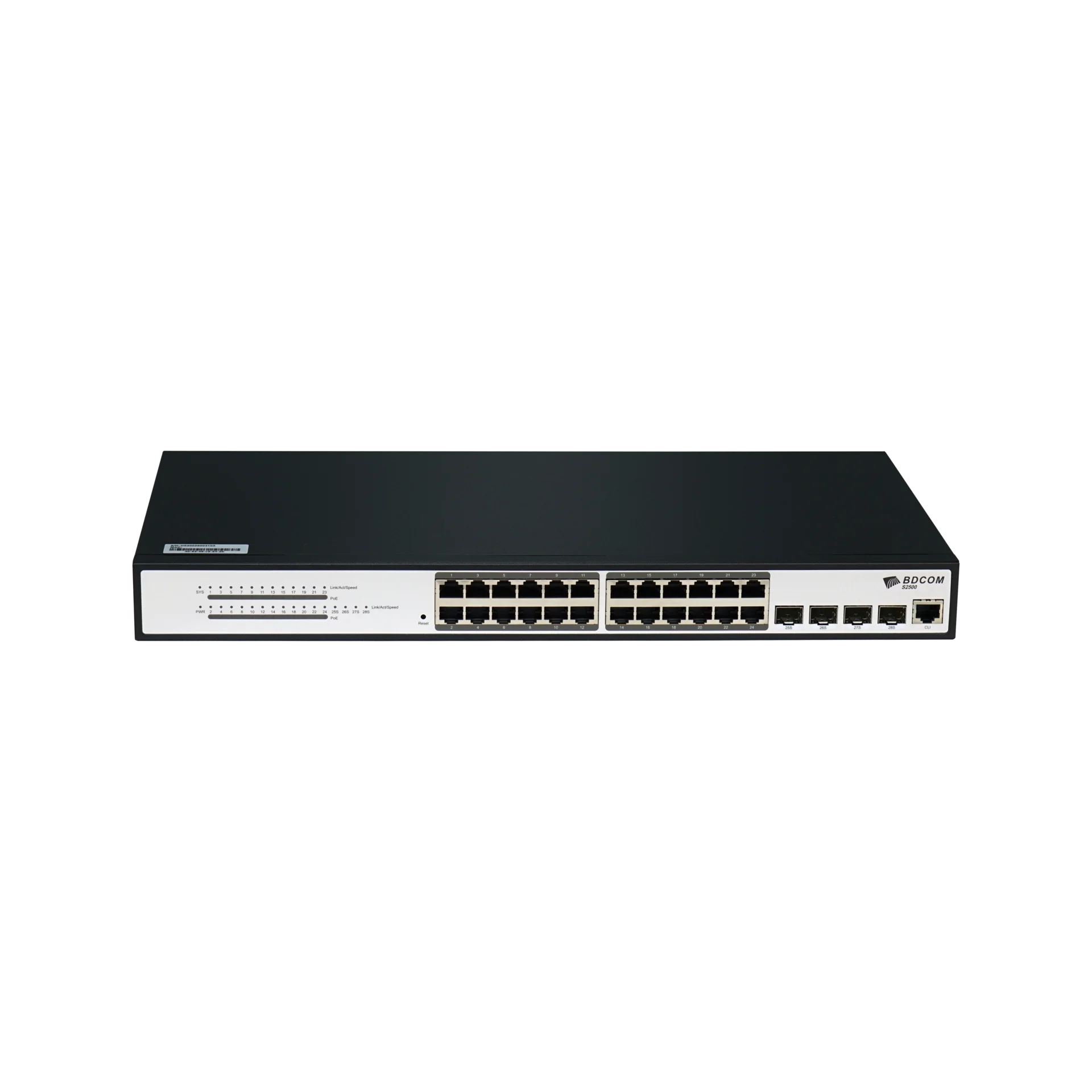 Управляемый PoE коммутатор уровня 2 BDCOM S2500-24P4S, 24x 10/100/1000Base-T PoE 802.3af/at до 370W, 4x 100/1000Base-X (SFP), 220V AC