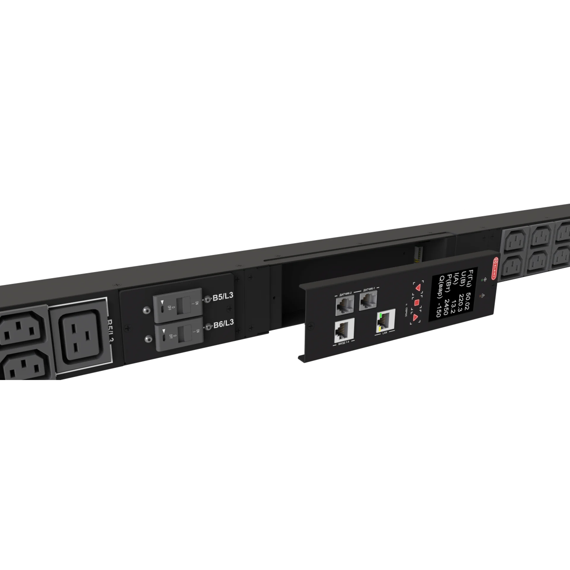 Блок розеток интеллектуальный iPDU-6031: ZeroUnit, 400V, 32А, in IEC60309 3P+N+E, out (6) C19; (36) C13 без фиксации