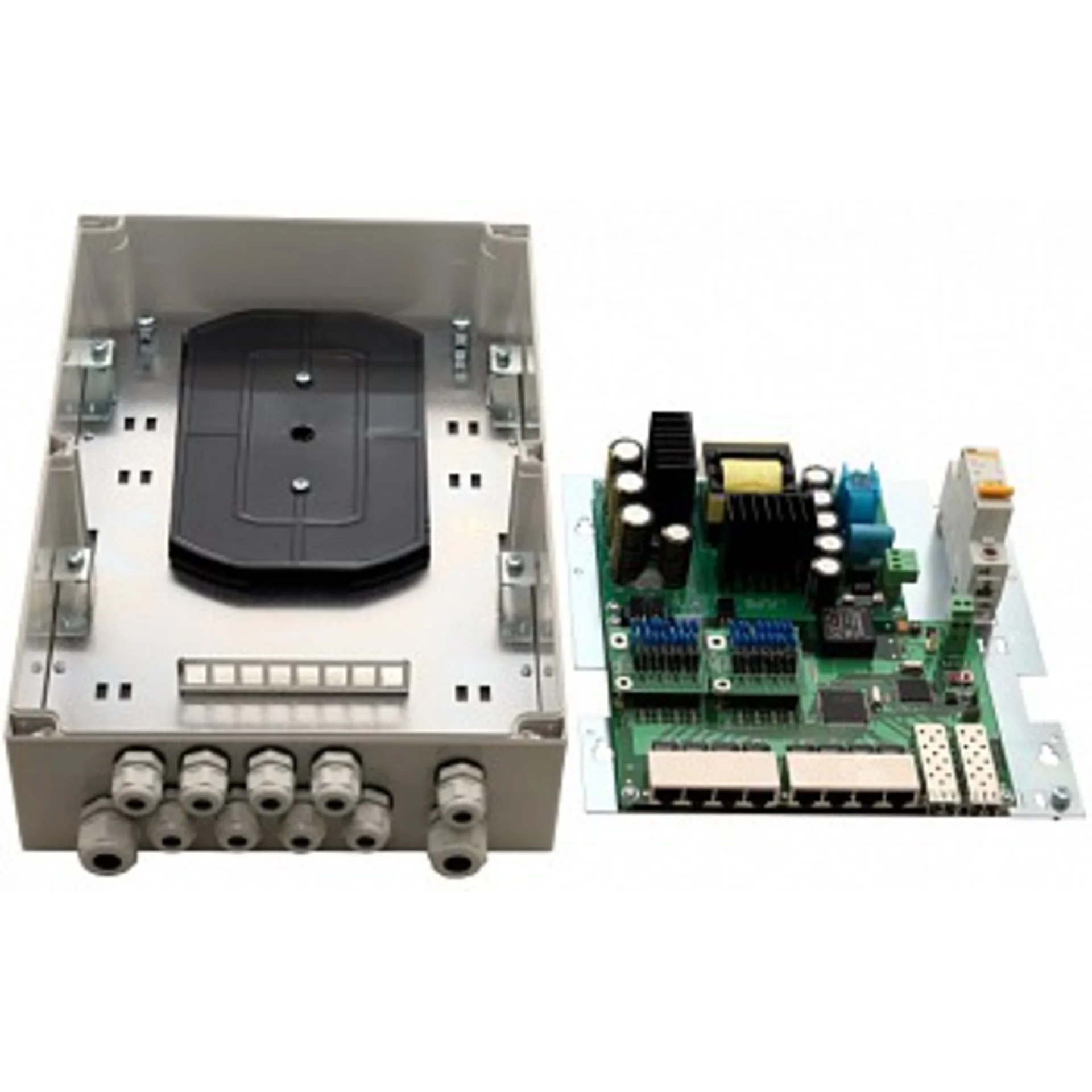 Уличный управляемый PoE коммутатор TFORTIS PSW-2G8F+ 8FE PoE +2GB SFP порта, питание 220В, IP66
