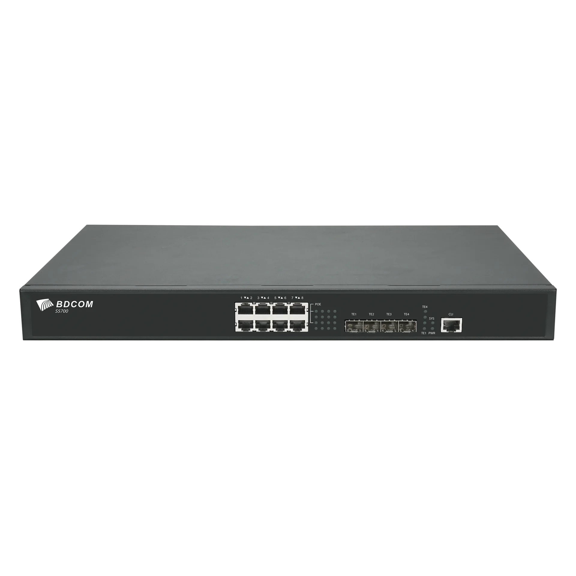 Управляемый коммутатор уровня 3 BDCOM S5700-8EP4X-370, 8x 2.5GBASE-Т PoE 802.3af/at/bt до 370W, 4x 1/10GE SFP+, 220V AC