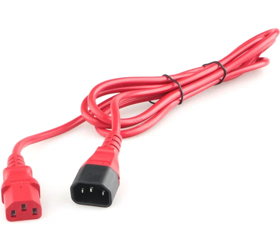 Шнур питания электрический силовой, серии TP-PC, IEC 60320 С13/IEC 60320 С14 прямой, 250B, 10A, 3х1.0 мм², 2 м, красный