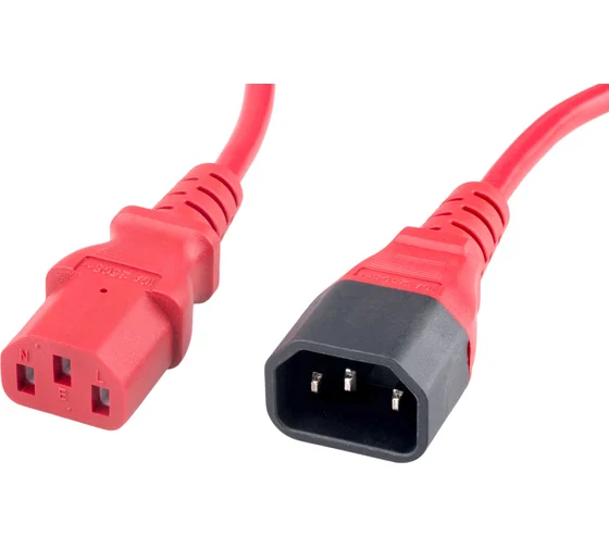 Шнур питания электрический силовой, серии TP-PC, IEC 60320 С13/IEC 60320 С14 прямой, 250B, 10A, 3х1.0 мм², 2 м, красный
