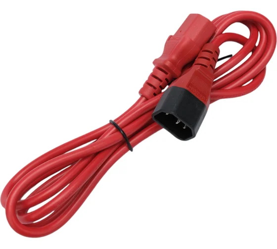 Шнур питания электрический силовой, серии TP-PC, IEC 60320 С13/IEC 60320 С14 прямой, 250B, 10A, 3х1.0 мм², 2 м, красный