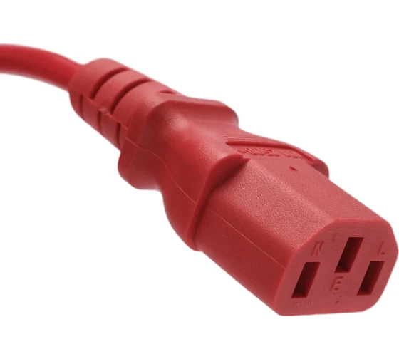 Шнур питания электрический силовой, серии TP-PC, IEC 60320 С13/IEC 60320 С14 прямой, 250B, 10A, 3х1.0 мм², 2 м, красный