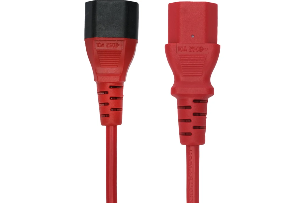 Шнур питания электрический силовой, серии TP-PC, IEC 60320 С13/IEC 60320 С14 прямой, 250B, 10A, 3х1.0 мм², 2 м, красный