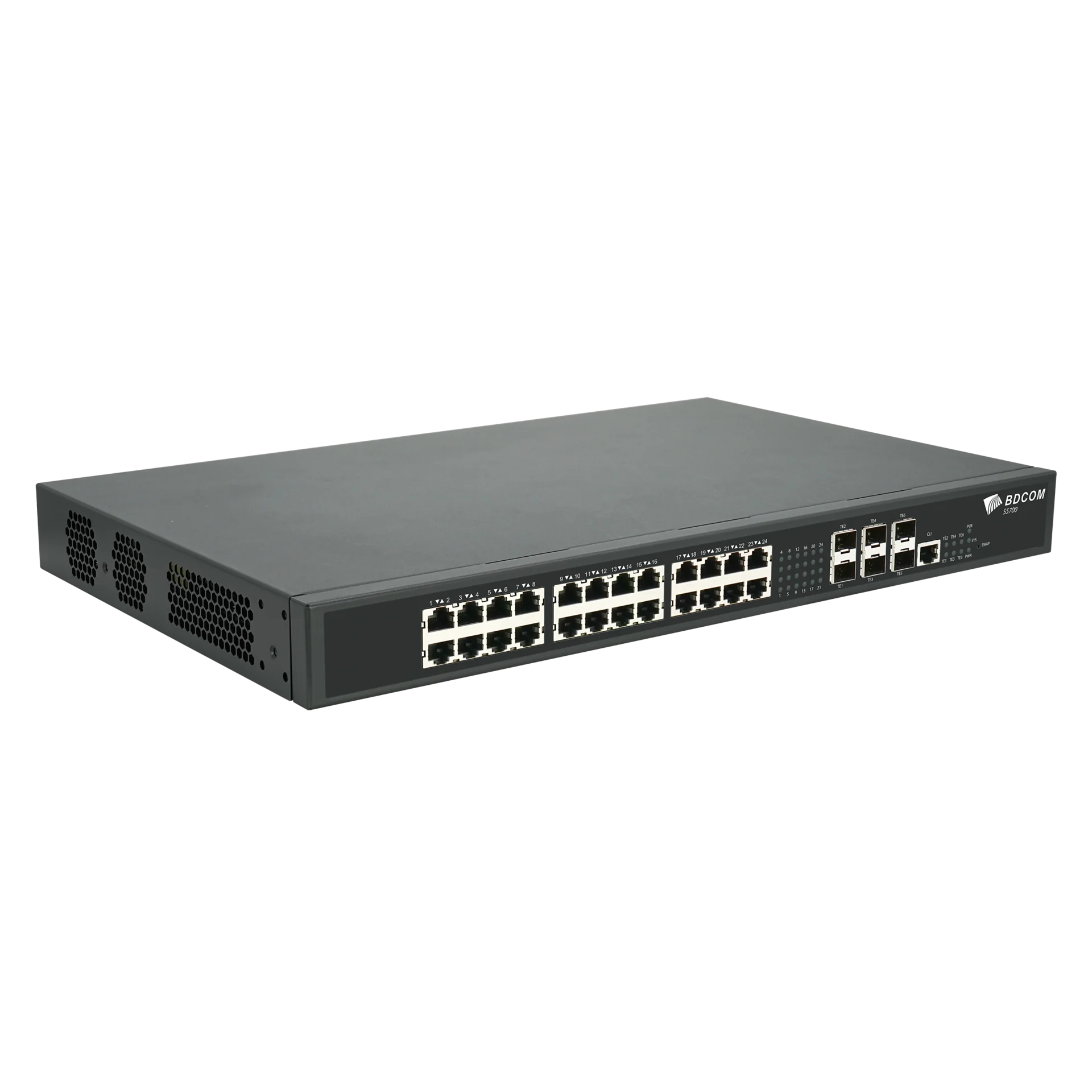 Управляемый коммутатор уровня 3 BDCOM S5700-24EP6X-760, 8x 2.5GBASE-Т PoE 802.3af/at/bt, 16x 2.5GBASE-Т PoE 802.3af/at, 6x 1/10GE SFP+, 220V AC