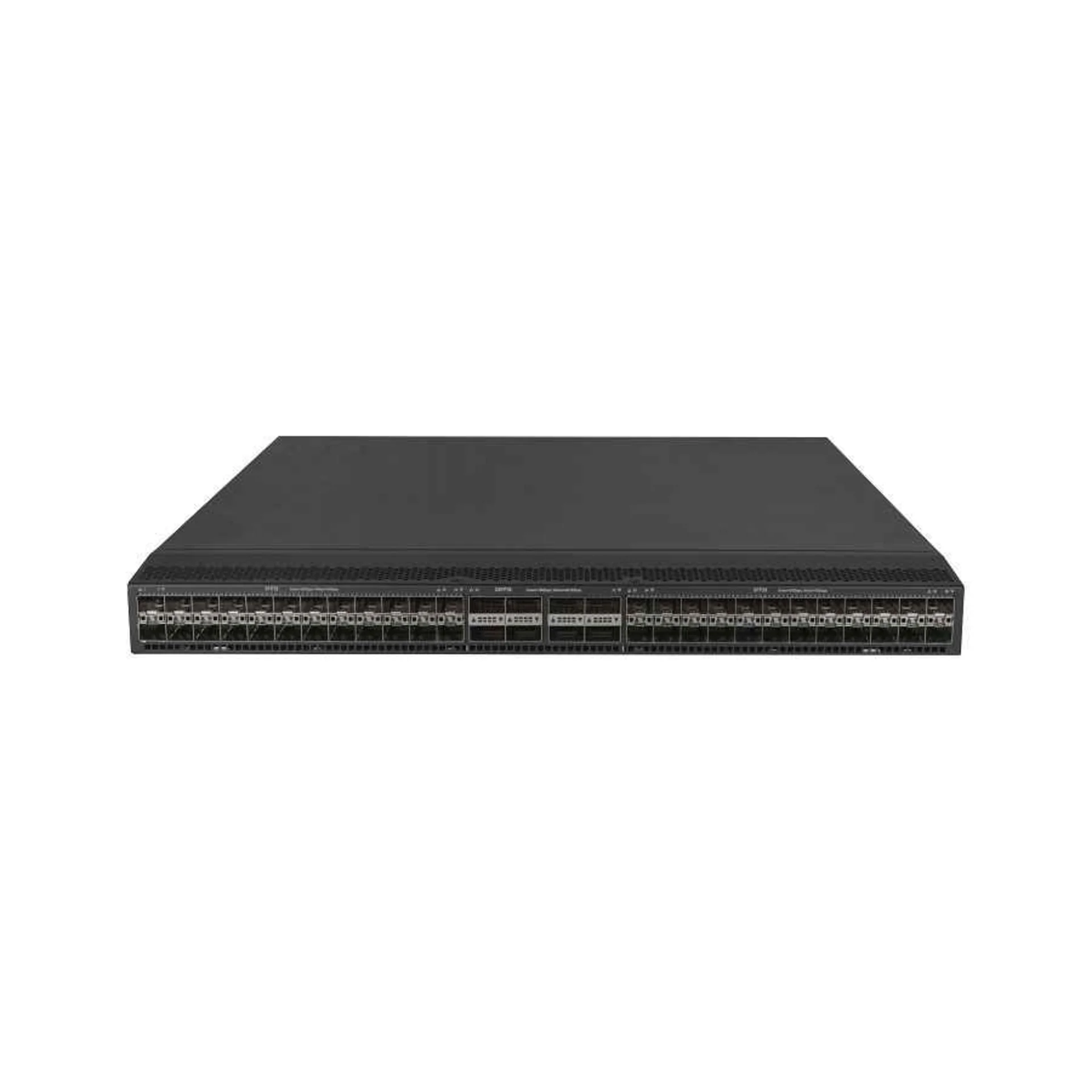 Коммутатор S6850-56HF L3 Ethernet Switch c 48 SFP28 портами and 8 QSFP28 портами, с 2 модулями питания AC, 5 блоками вентиляторов. Выдув назад.