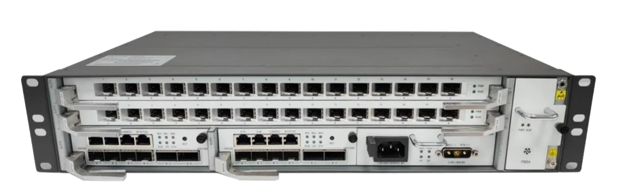 2RU шасси SNR OLT GPON, 2 слота для установки интерфейсных модулей, 2x модуля управления, модуль питания AC