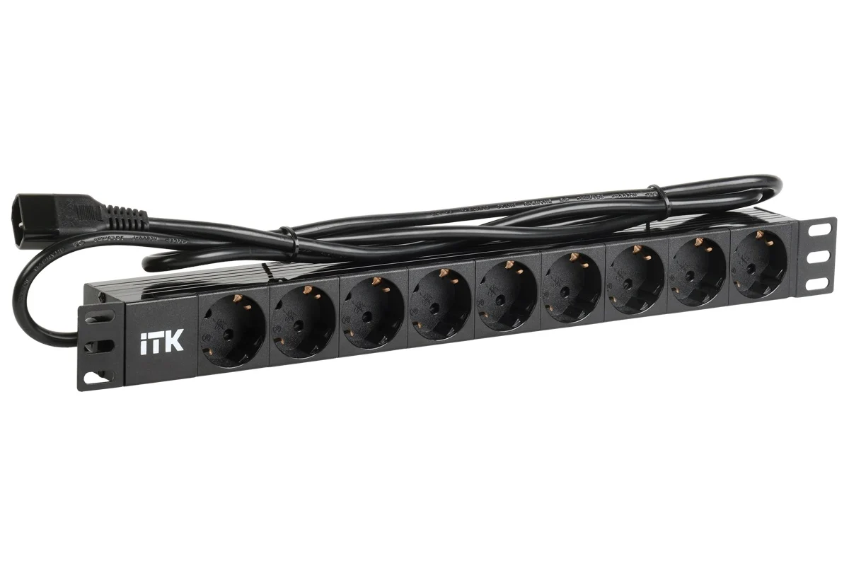 Блок розеток PDU 9 розеток шнур 2 метравилка IEC 320 C14. профиль из ПВХ. черный PH22-9D2-P ITK