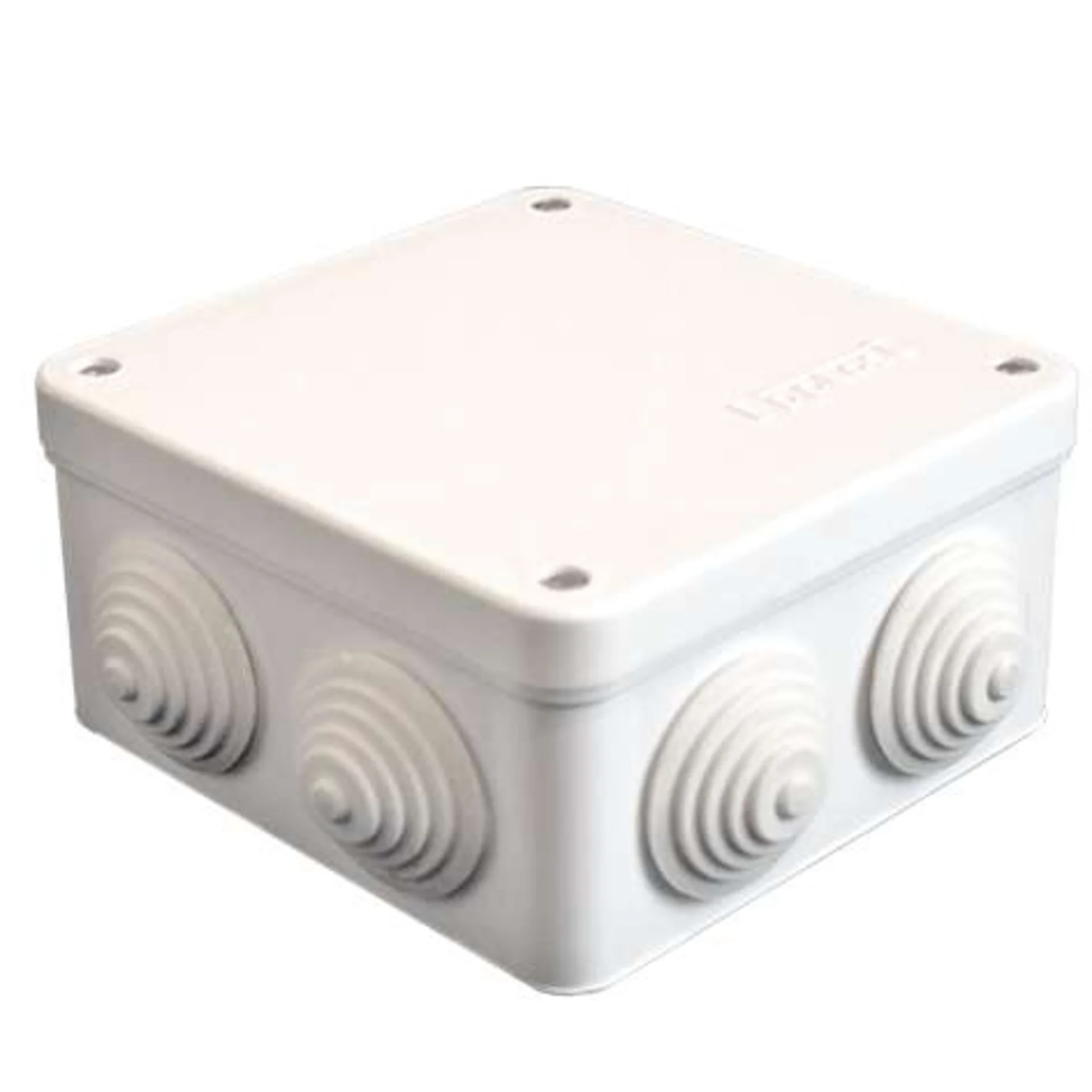 Коробка распределительная ОП 105х105х56мм IP54 7 выходов 4 гермоввода крышка на винтах бел. Epplast