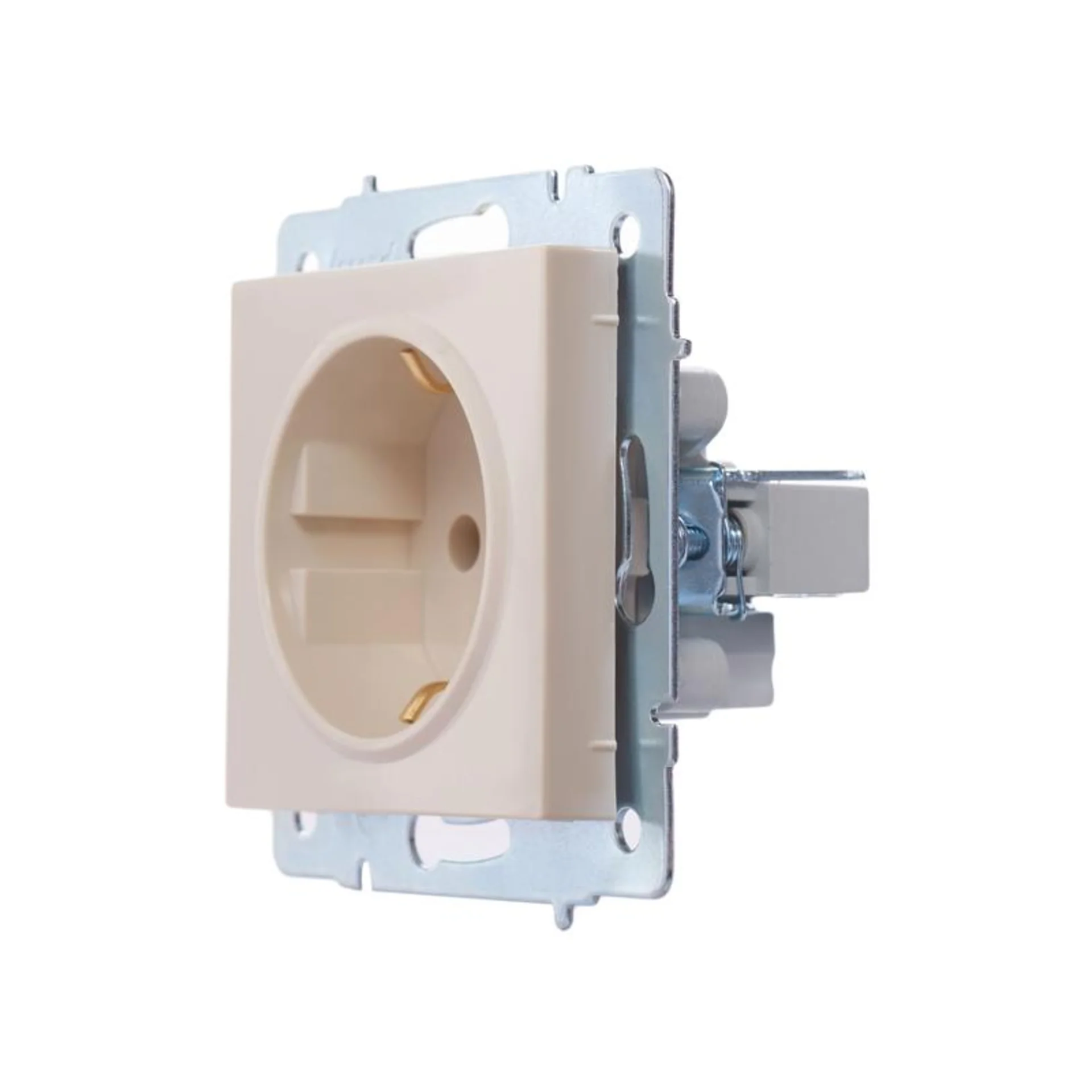 Розетка 1-м СП Vesna с заземл. ПБТ механизм крем. LEZARD 742-0388-122B