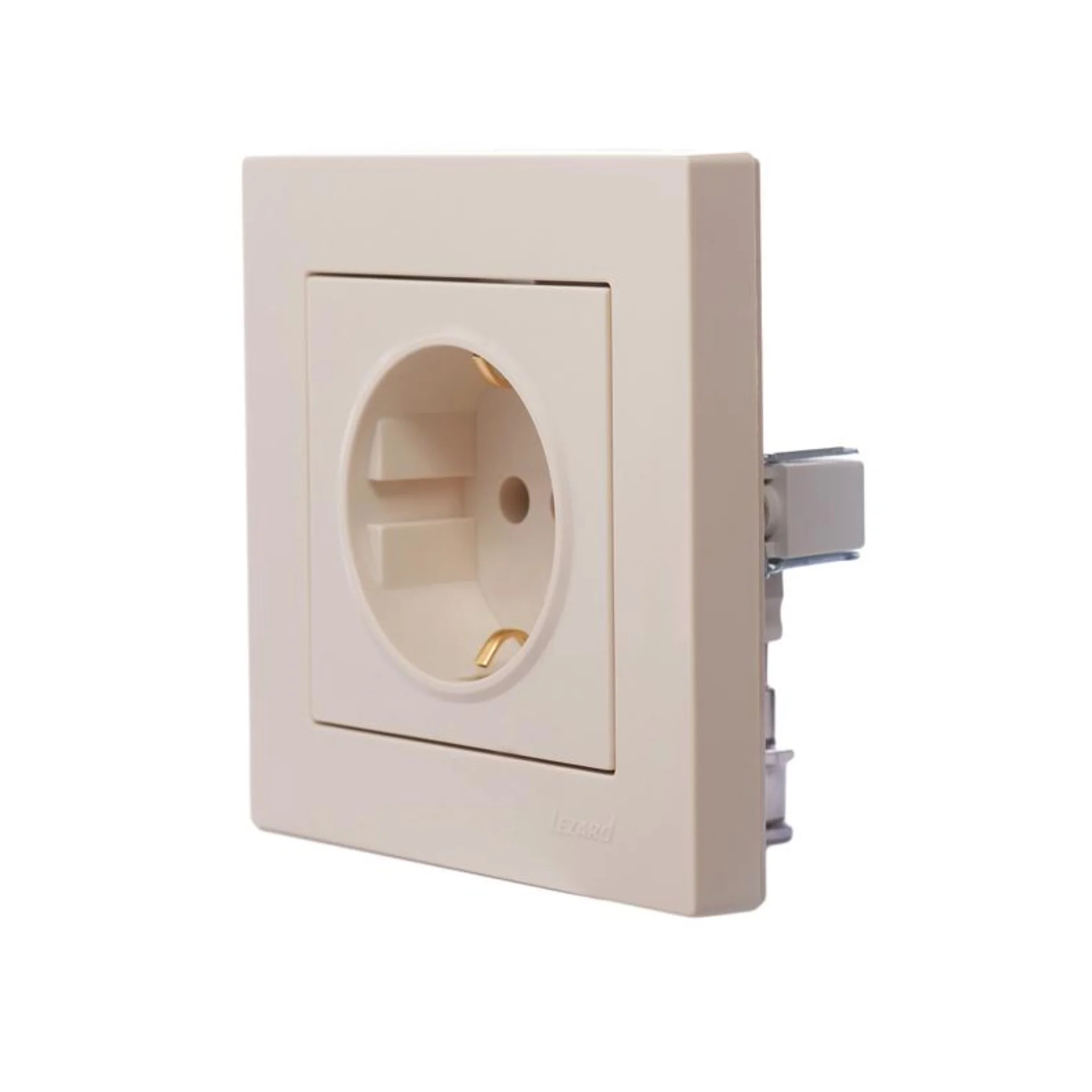 Розетка 1-м СП Vesna с заземл. ПБТ механизм крем. LEZARD 742-0388-122B