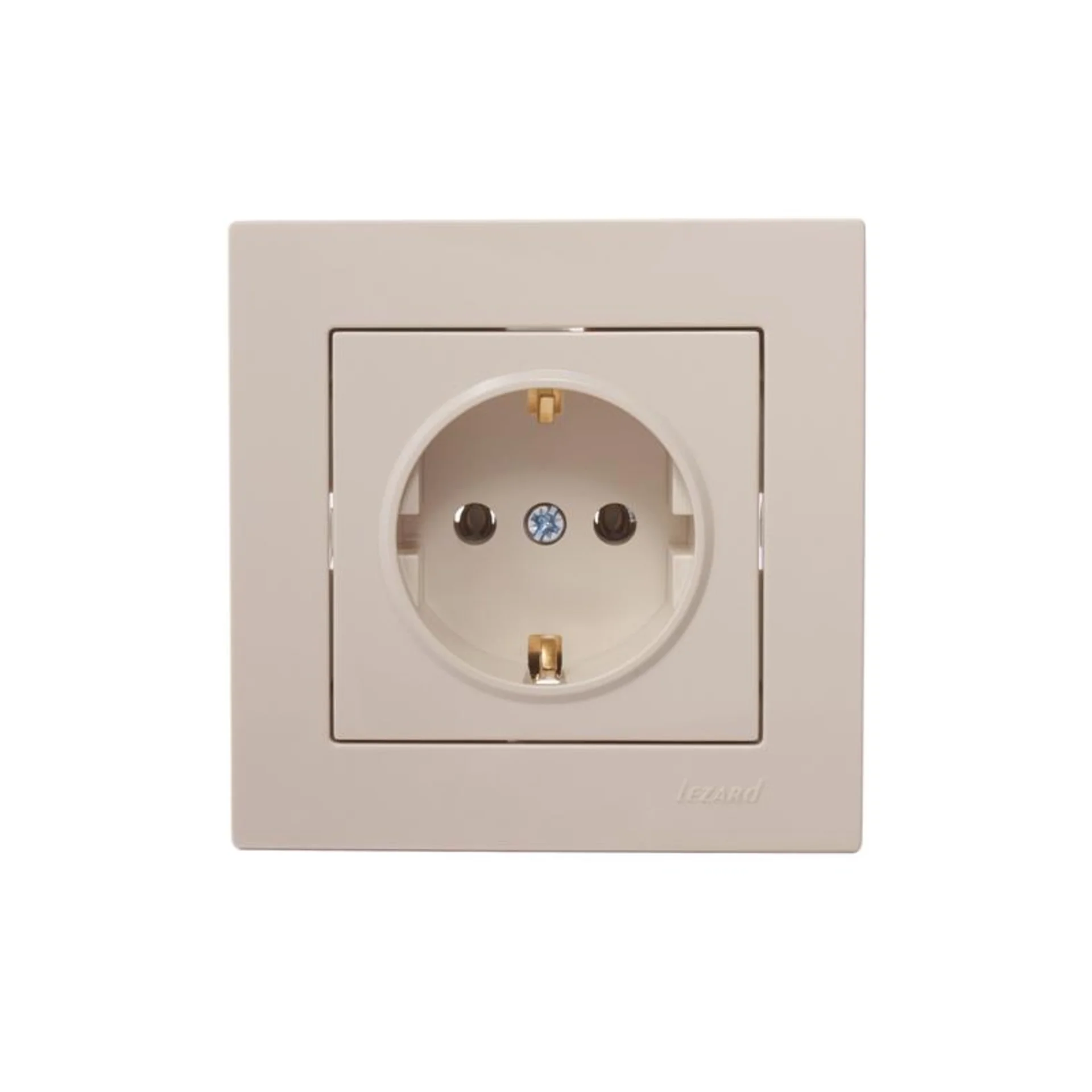 Розетка 1-м СП Vesna с заземл. ПБТ механизм крем. LEZARD 742-0388-122B