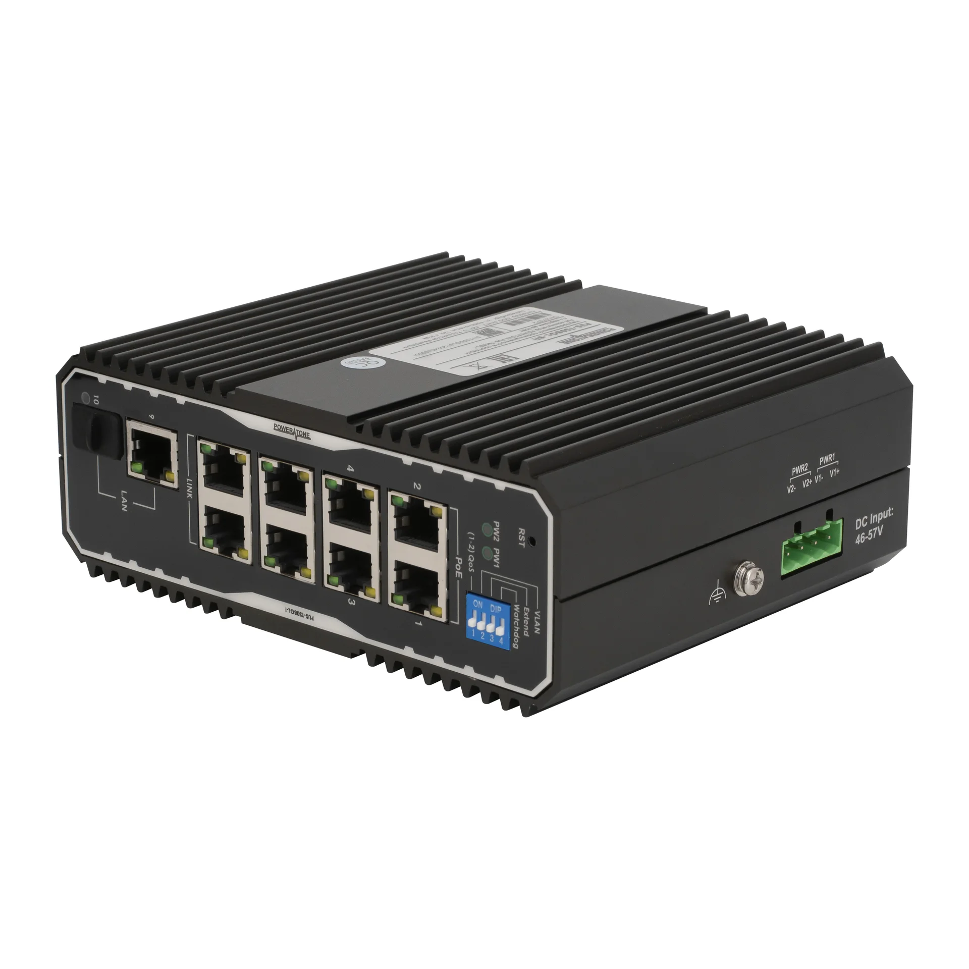 Неуправляемый промышленный 8 портовый PoE коммутатор POWERTONE PUS-TS08GL-i