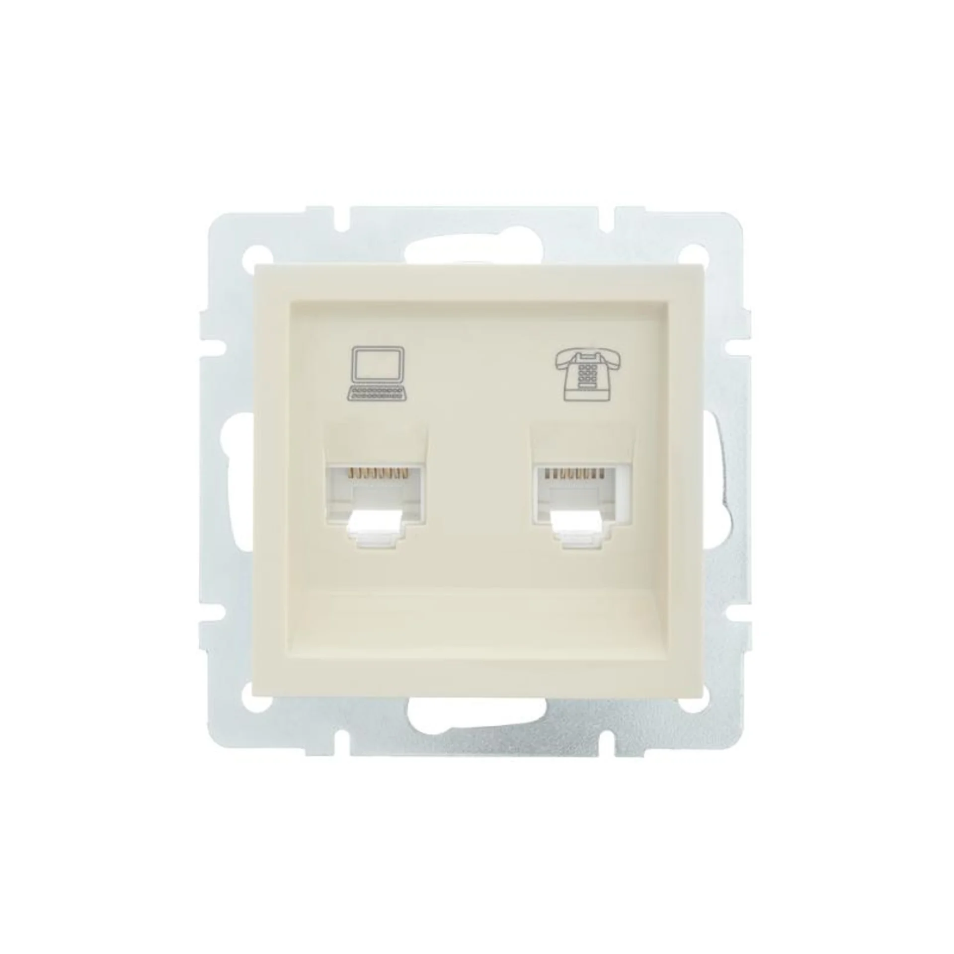 Розетка компьютерная + телефонная 1-м СП Vesna механизм крем. LEZARD 742-0388-143