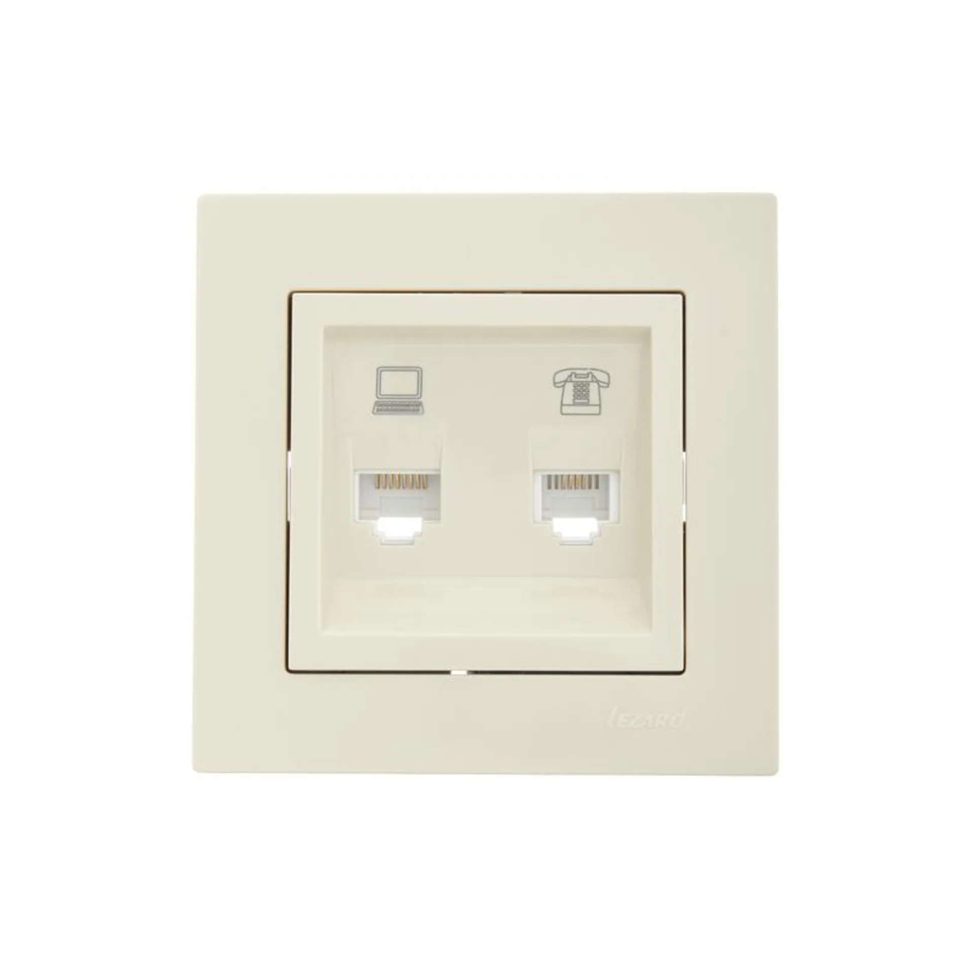 Розетка компьютерная + телефонная 1-м СП Vesna механизм крем. LEZARD 742-0388-143