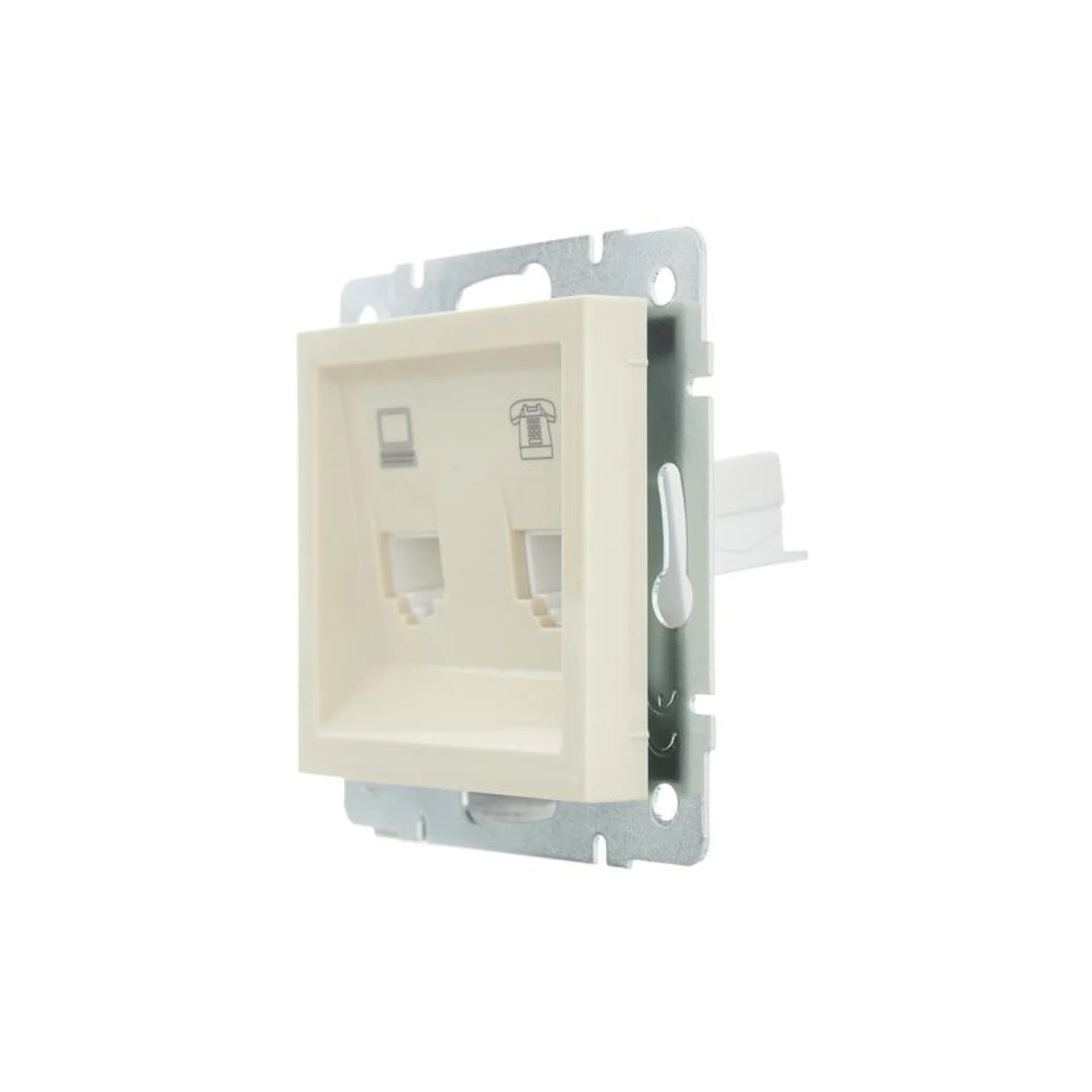 Розетка компьютерная + телефонная 1-м СП Vesna механизм крем. LEZARD 742-0388-143