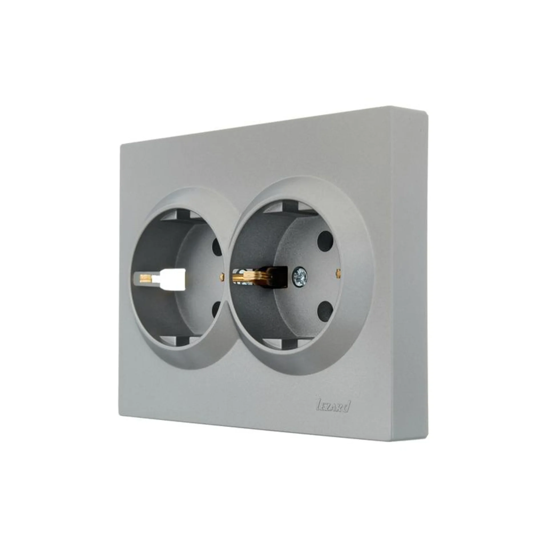 Розетка 2-м СП VESNA с заземл. ПБТ платина LEZARD 742-3500-127B