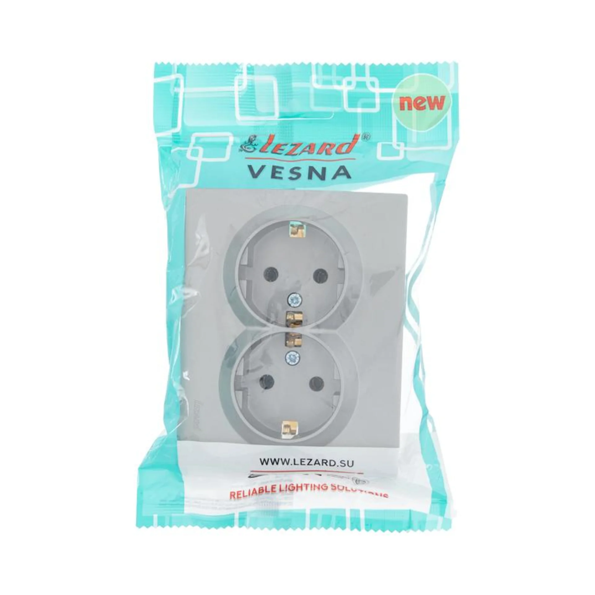 Розетка 2-м СП VESNA с заземл. ПБТ платина LEZARD 742-3500-127B