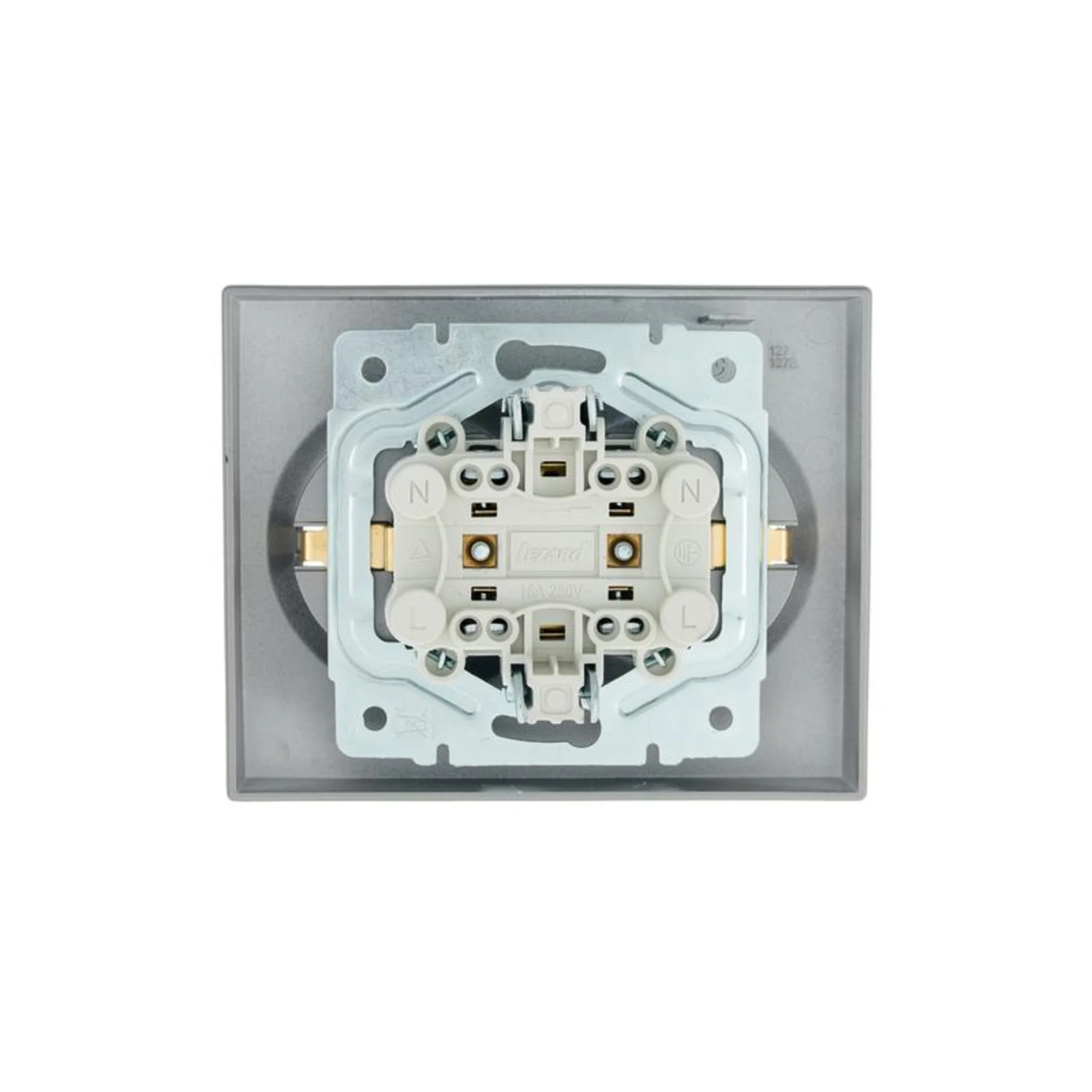 Розетка 2-м СП VESNA с заземл. ПБТ платина LEZARD 742-3500-127B