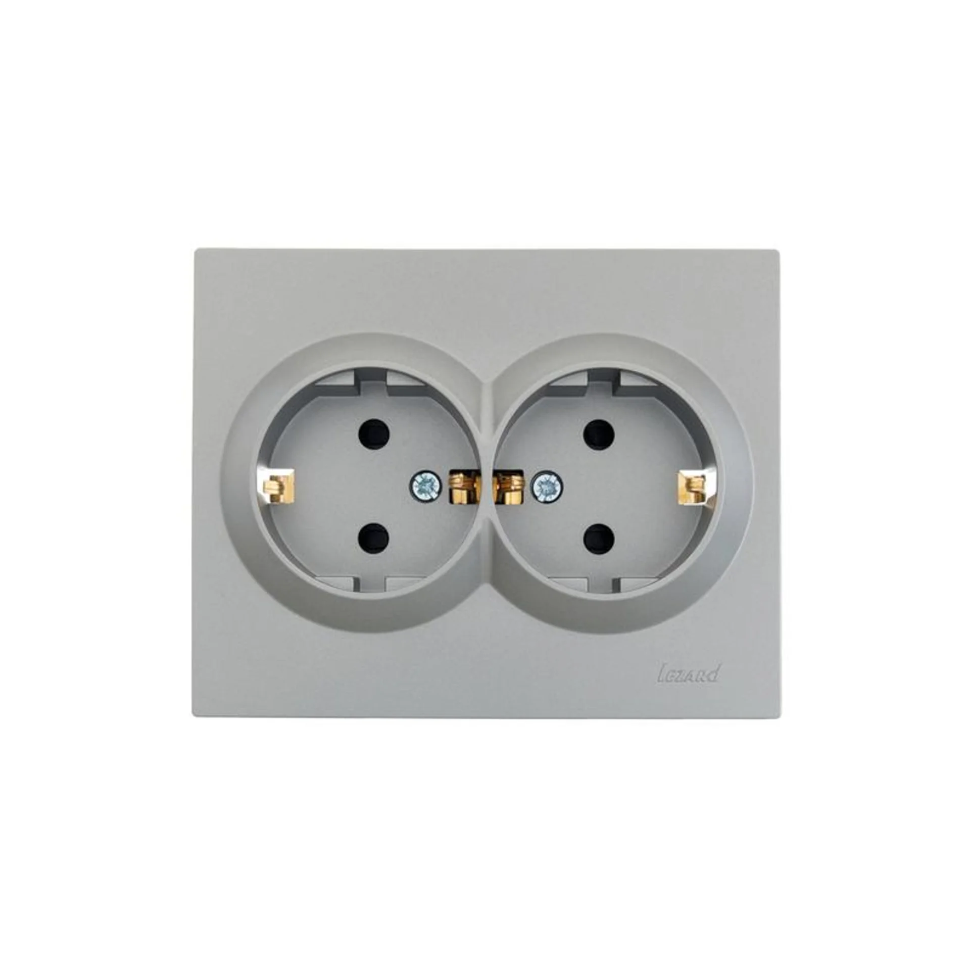Розетка 2-м СП VESNA с заземл. со шторками ПБТ платина LEZARD 742-3500-178B