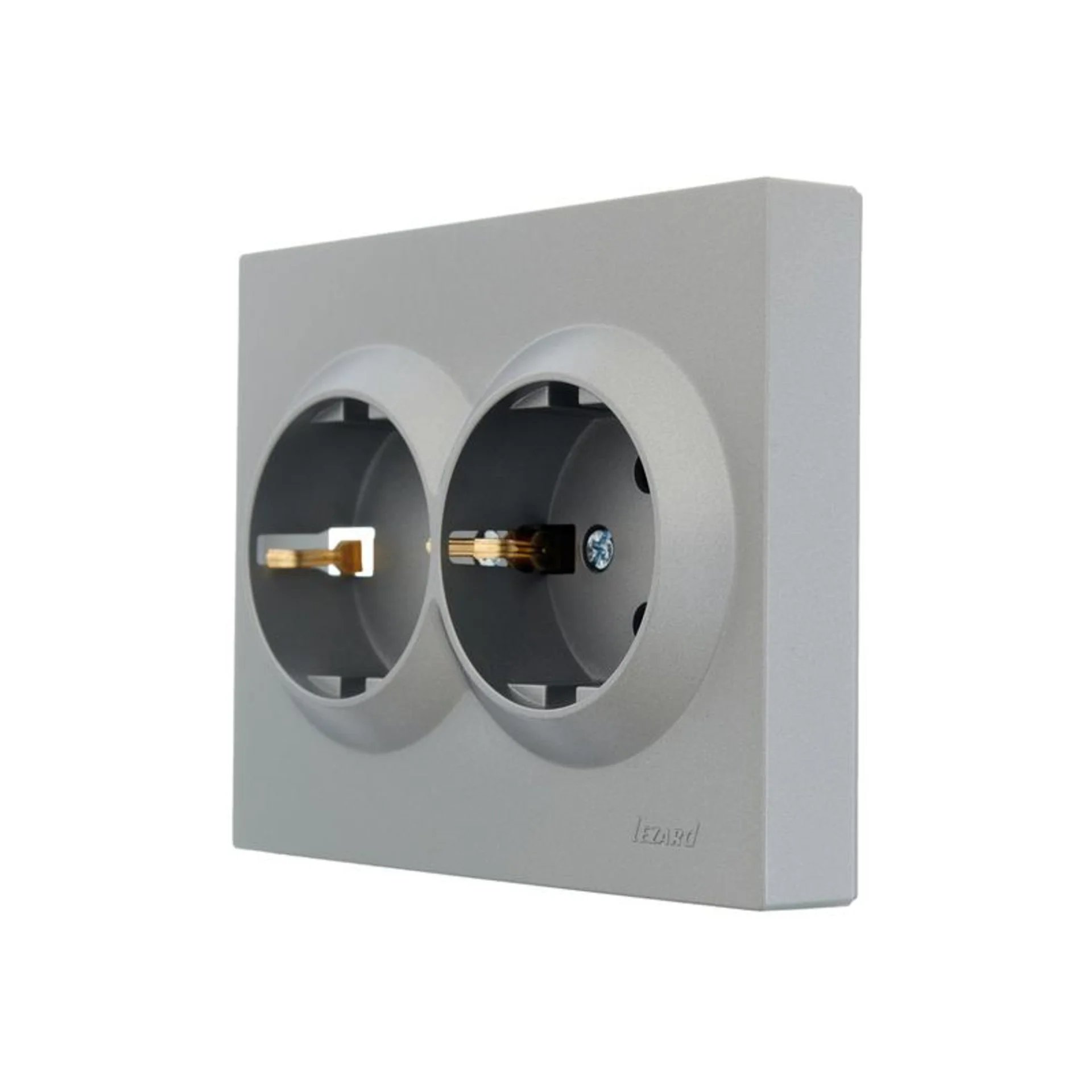 Розетка 2-м СП VESNA с заземл. со шторками ПБТ платина LEZARD 742-3500-178B