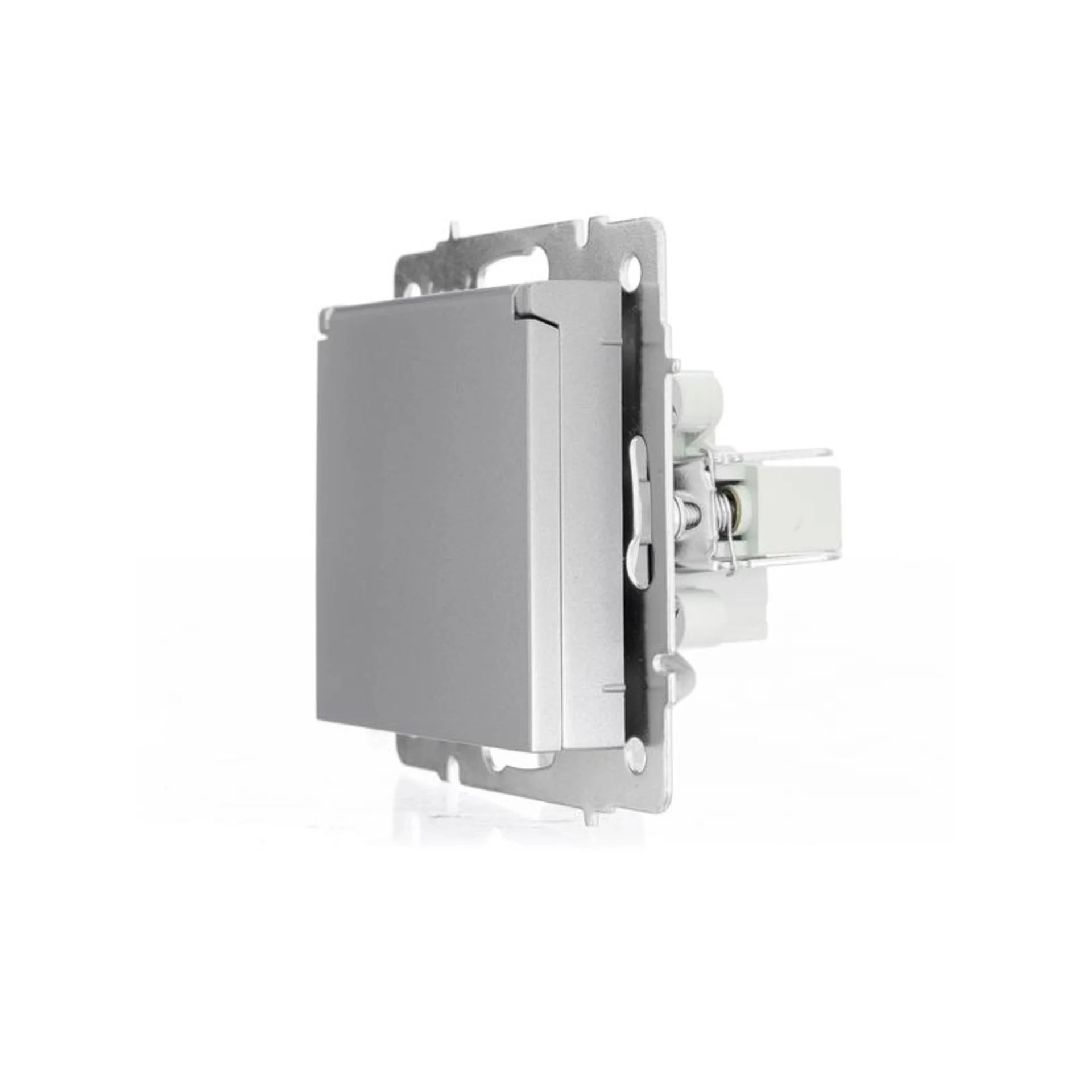 Розетка 1-м СП Vesna с заземл. с крышкой ПБТ механизм платина LEZARD 742-3588-123B