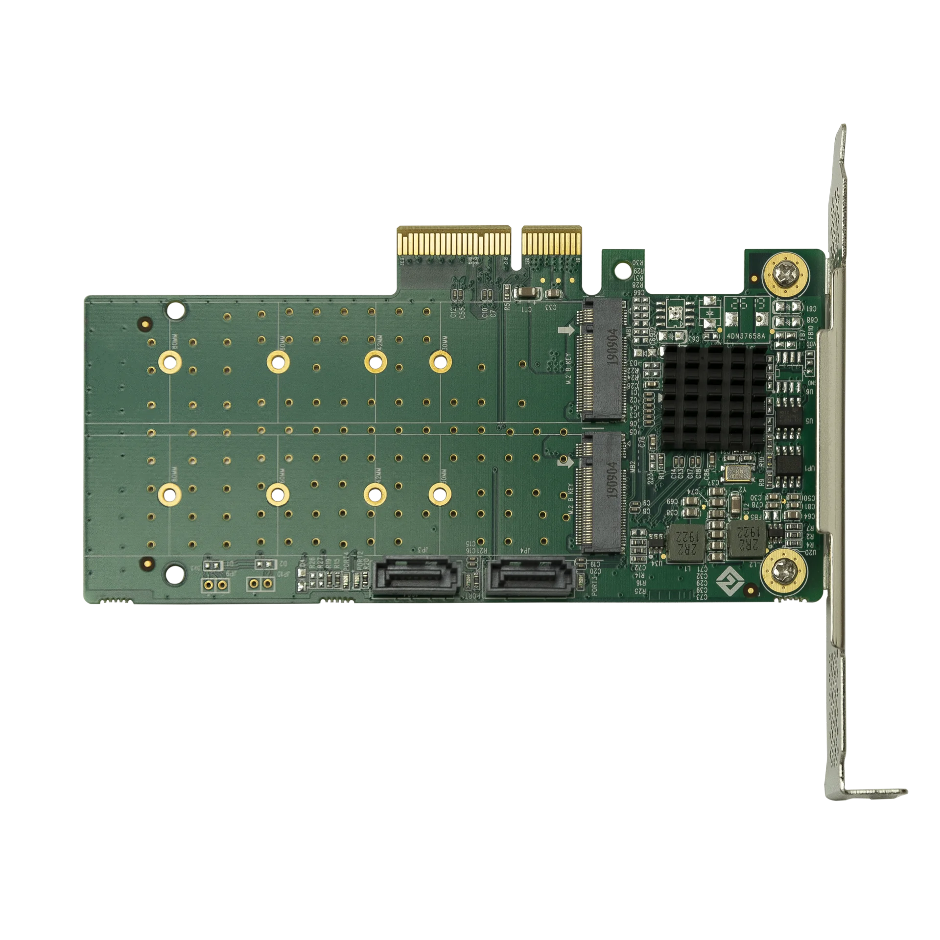 Переходной адаптер PCIe 2.0 x4 на 2xM.2 и 2xSATA, RAID 0,1