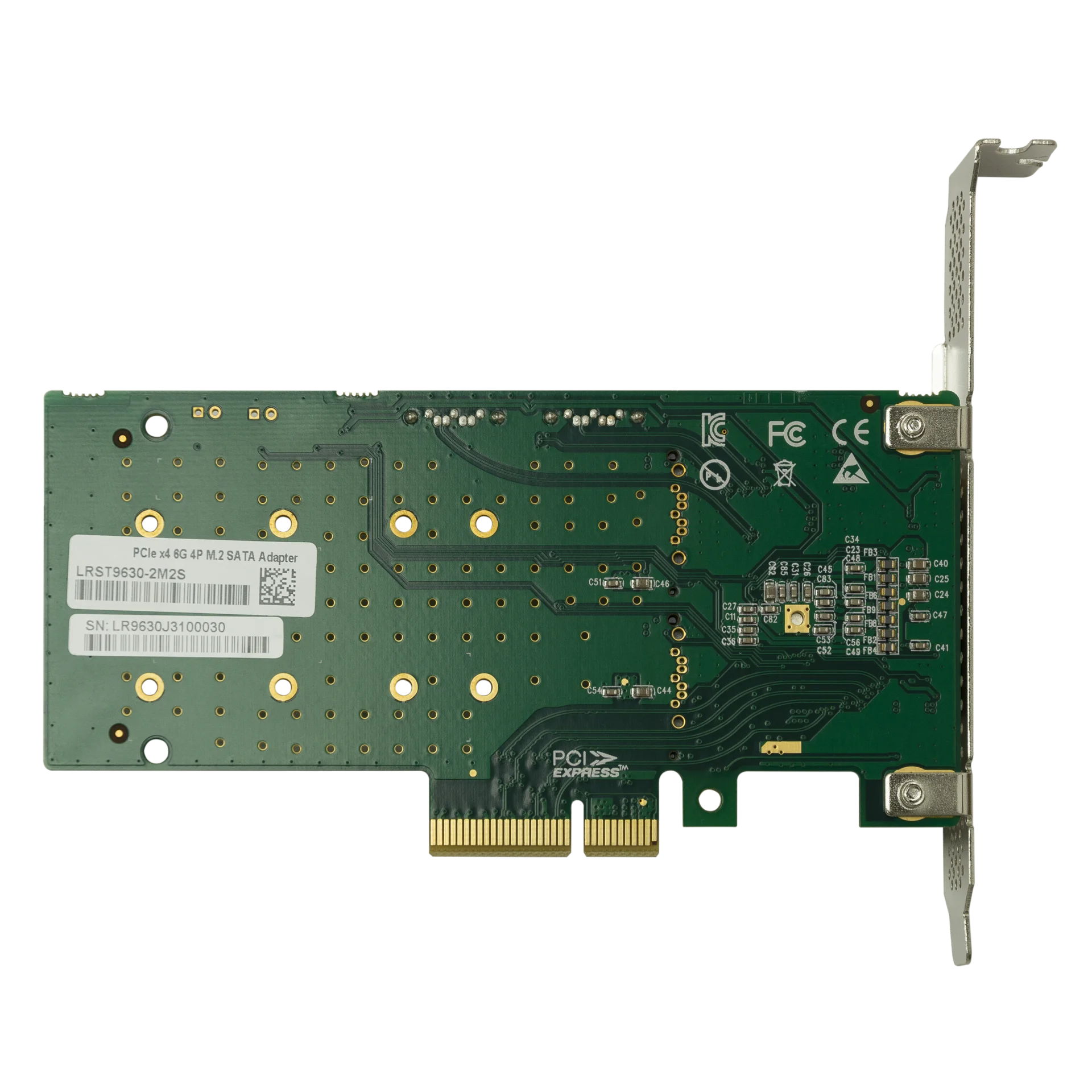 Переходной адаптер PCIe 2.0 x4 на 2xM.2 и 2xSATA, RAID 0,1