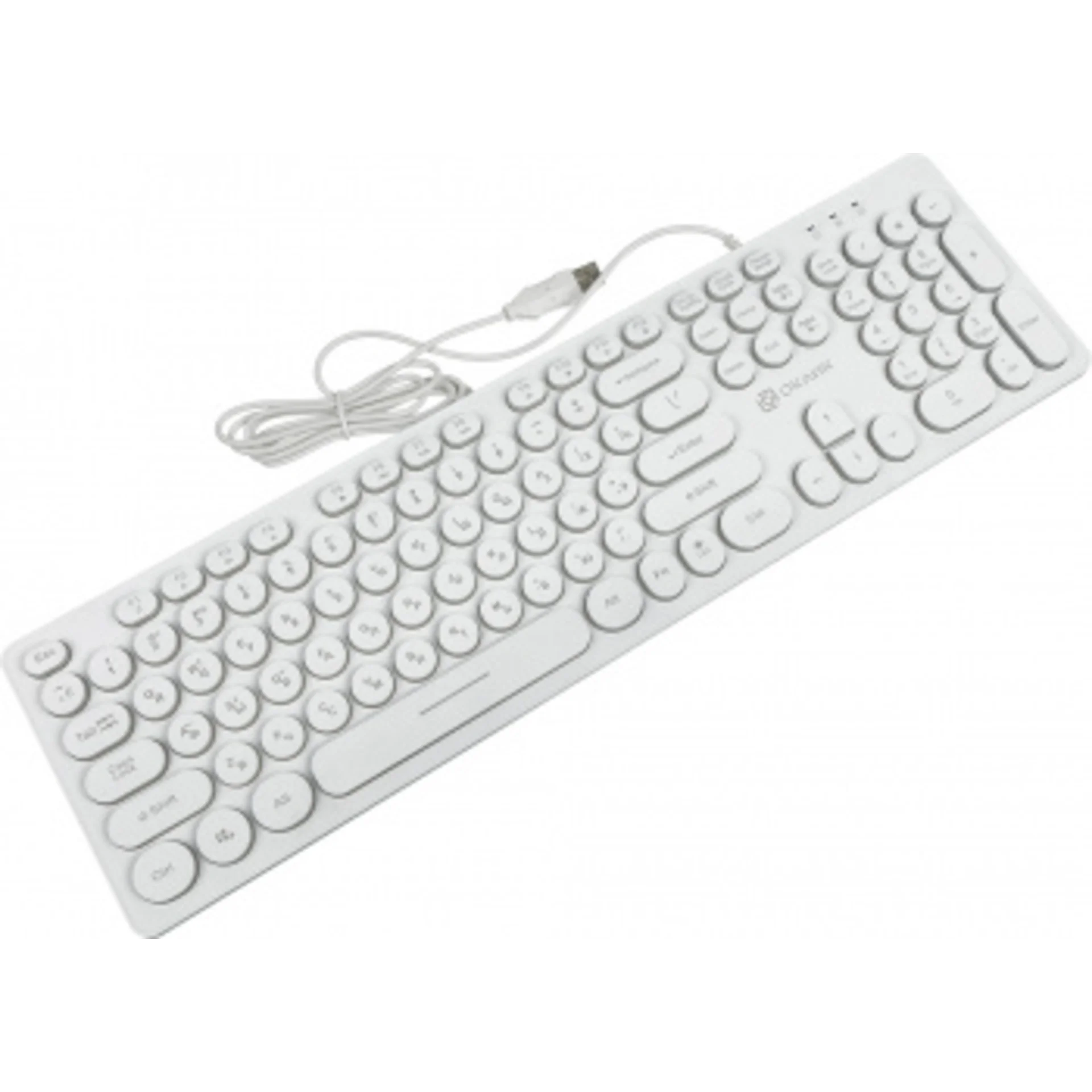 Клавиатура Оклик 420MRL белый USB slim Multimedia LED