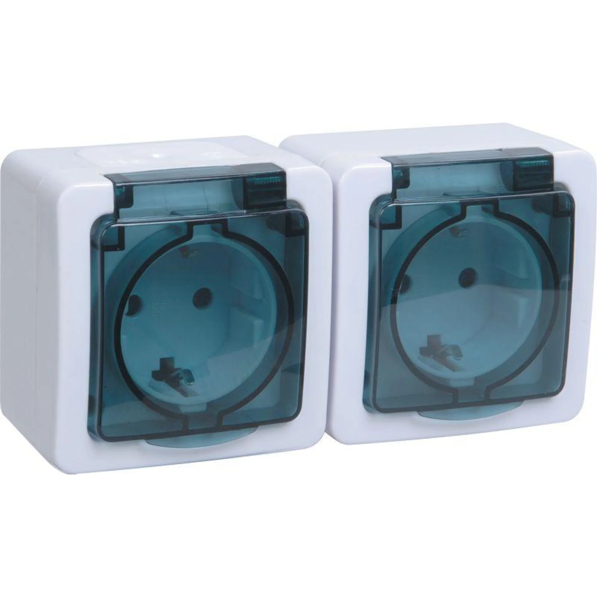 Розетка 2-м ОП Гермес Plus РСб22-3-ГПБд 16А IP54 с заземл. с дым. крышкой бел. IEK ERMP22-K03-16-54-