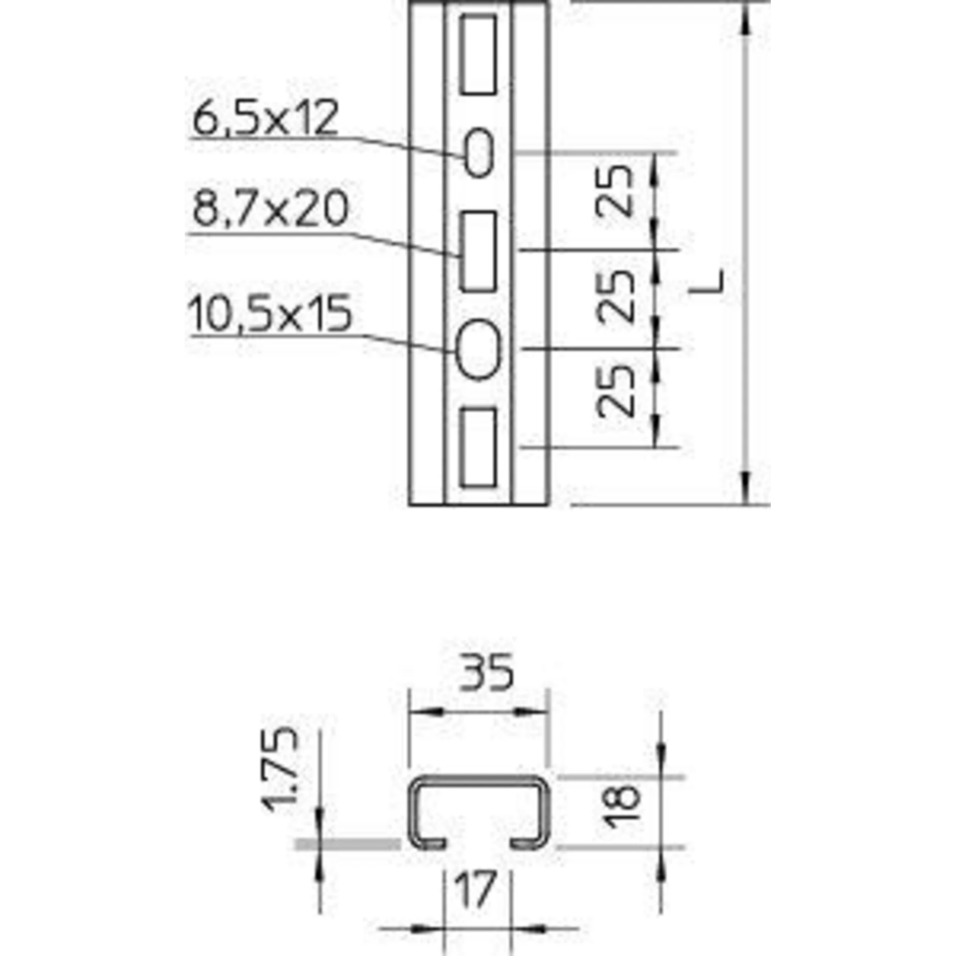 Рейка профильная 200х35х18 1268 SL 200 FS OBO 1104357