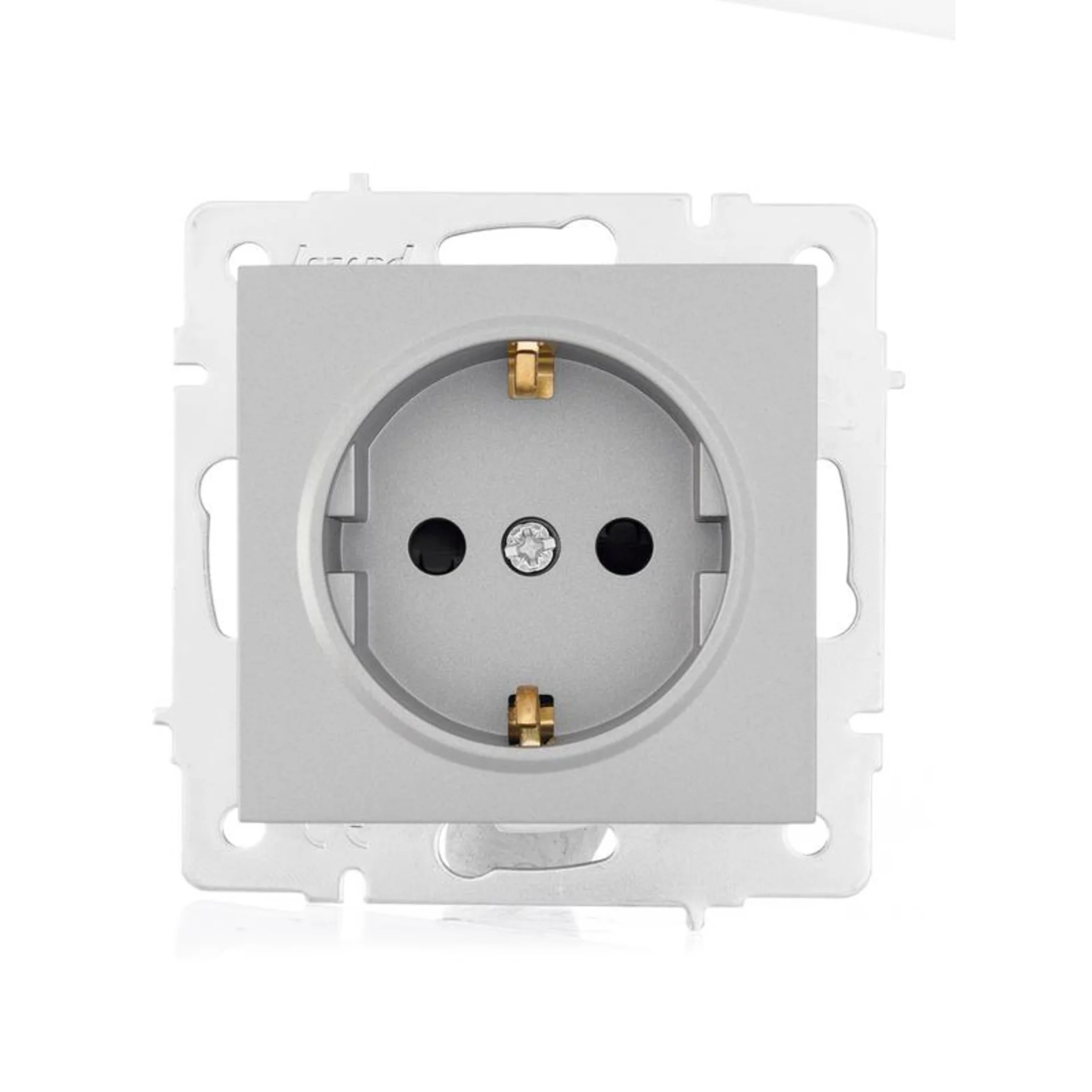 Розетка 1-м СП Vesna с заземл. защ. шторки ПБТ механизм платина LEZARD 742-3588-124B