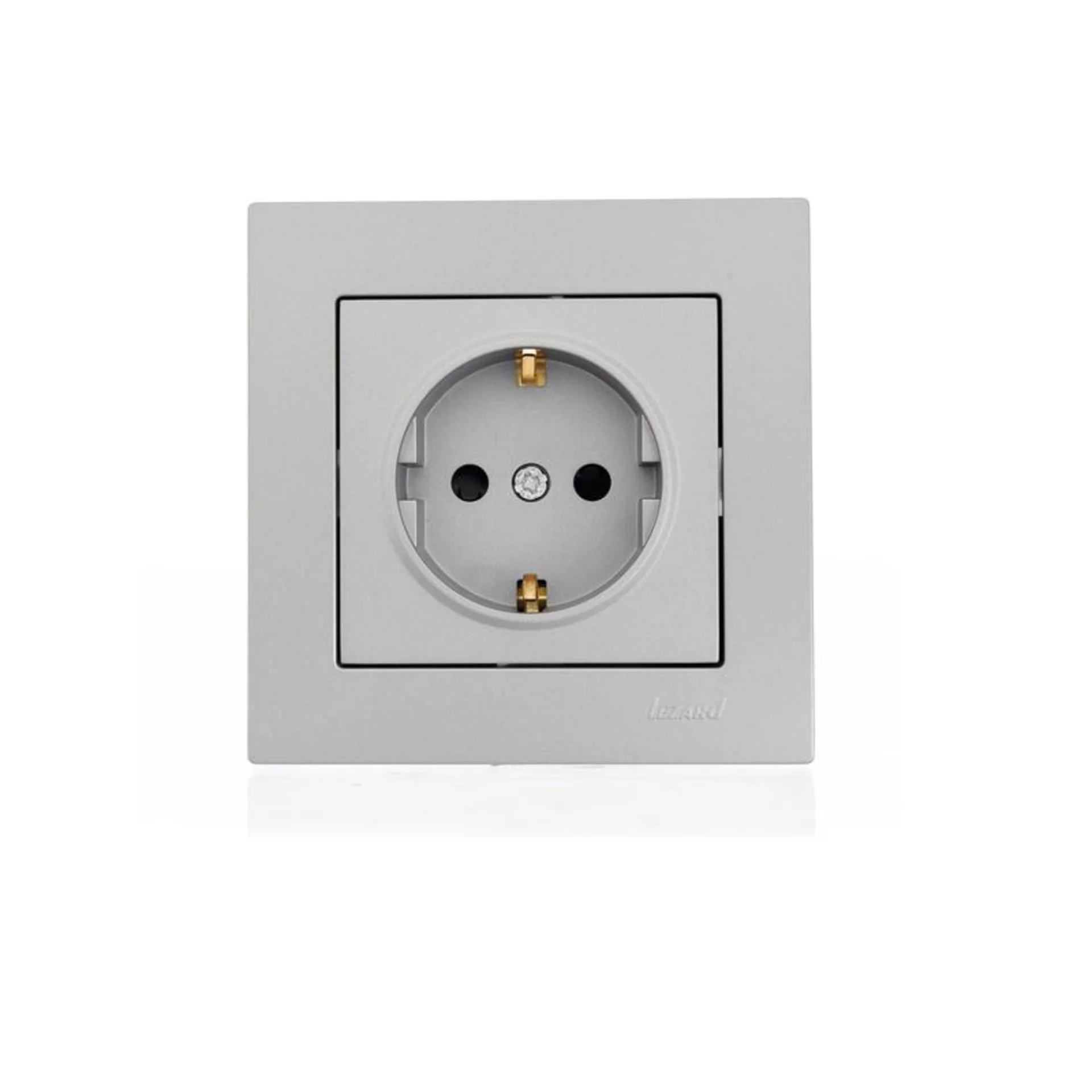 Розетка 1-м СП Vesna с заземл. защ. шторки ПБТ механизм платина LEZARD 742-3588-124B