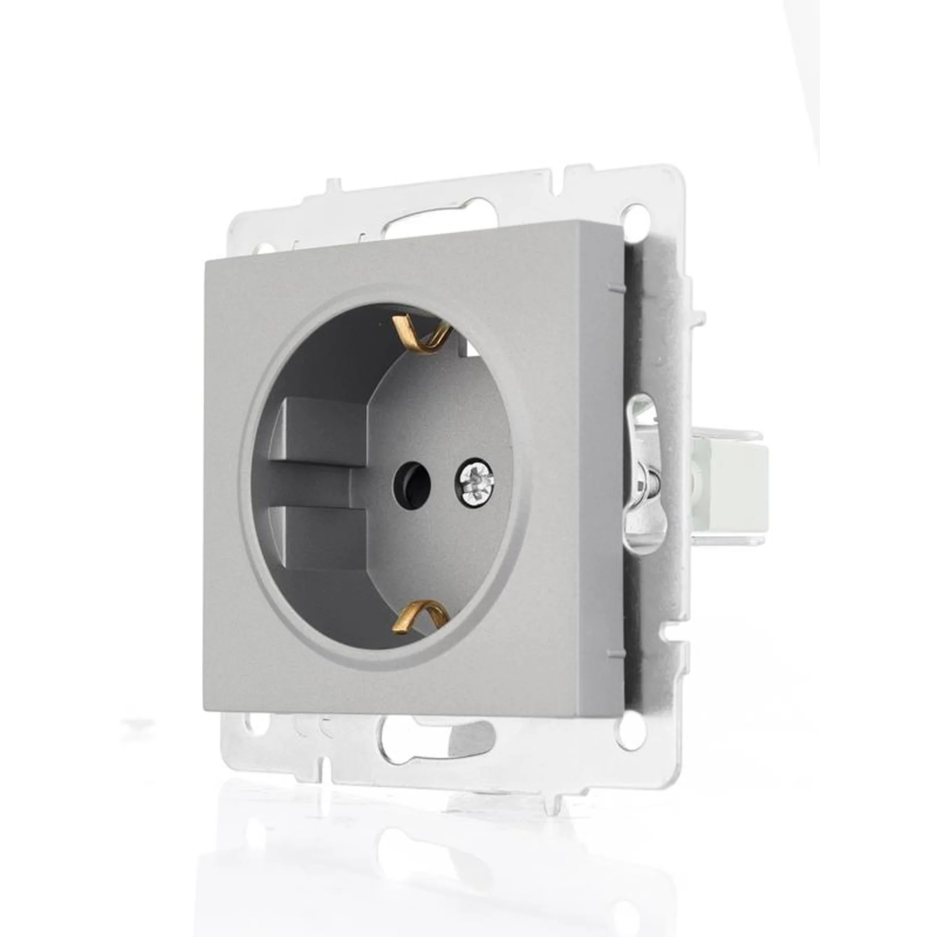 Розетка 1-м СП Vesna с заземл. защ. шторки ПБТ механизм платина LEZARD 742-3588-124B