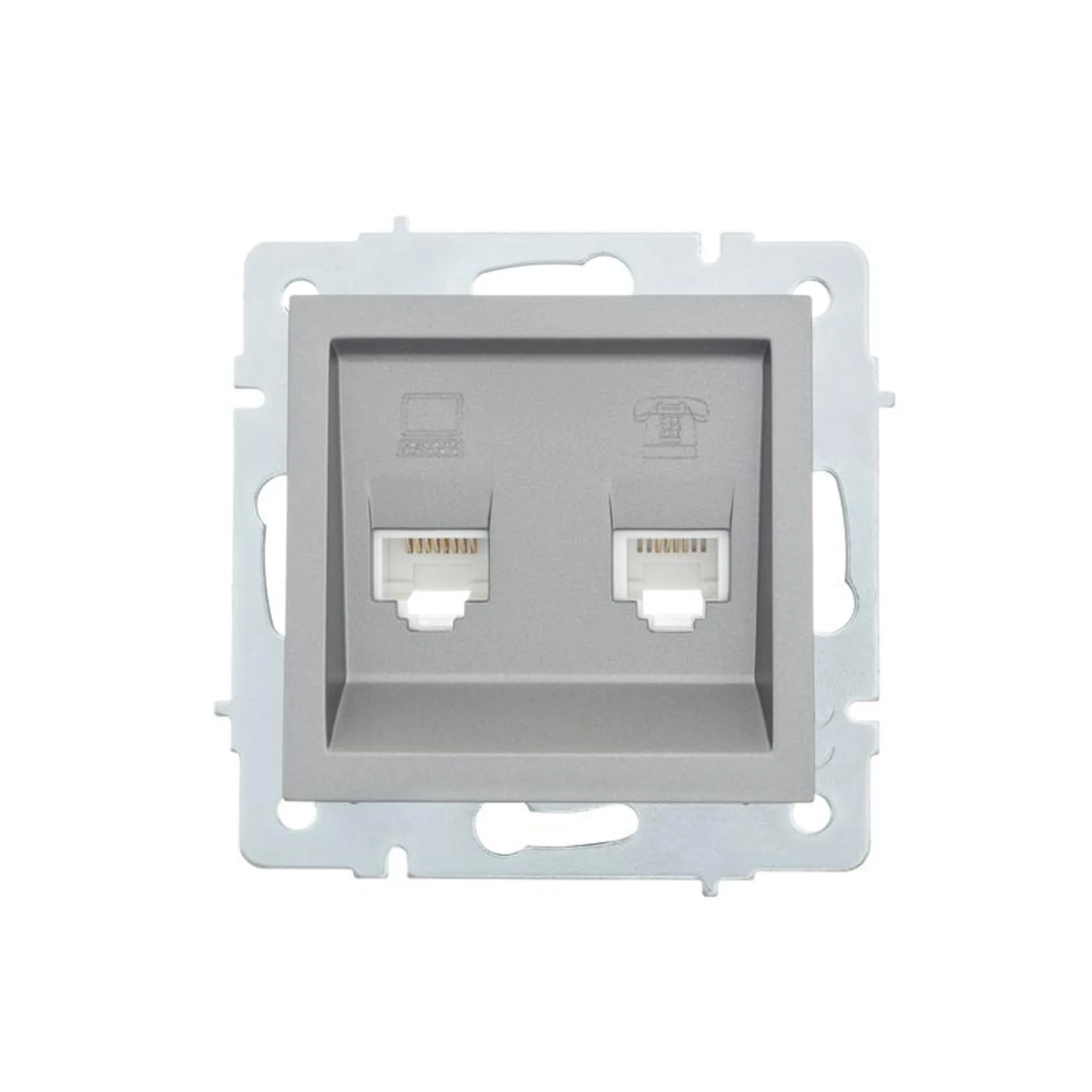 Розетка компьютерная + телефонная 2-м СП Vesna механизм платина LEZARD 742-3588-143