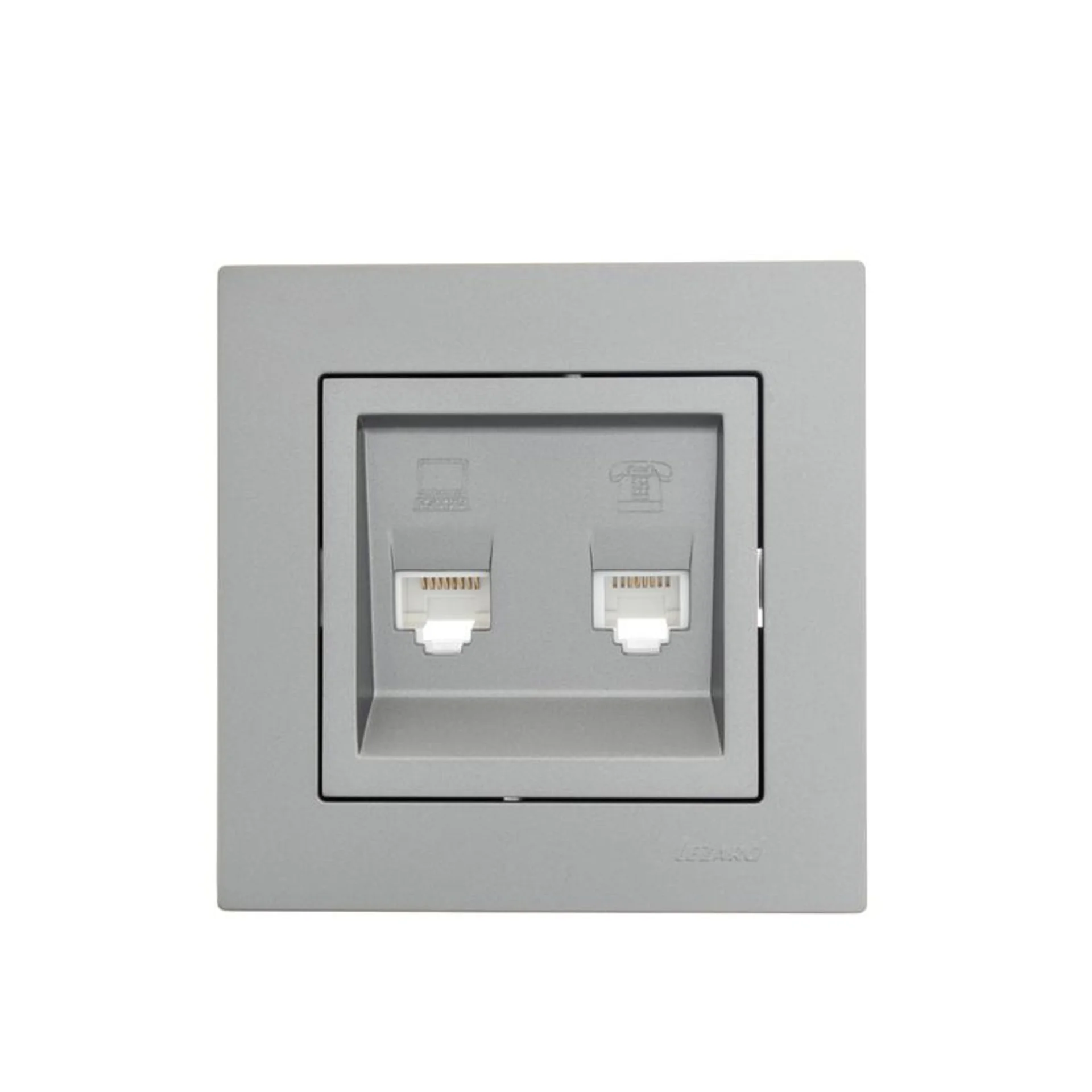 Розетка компьютерная + телефонная 2-м СП Vesna механизм платина LEZARD 742-3588-143